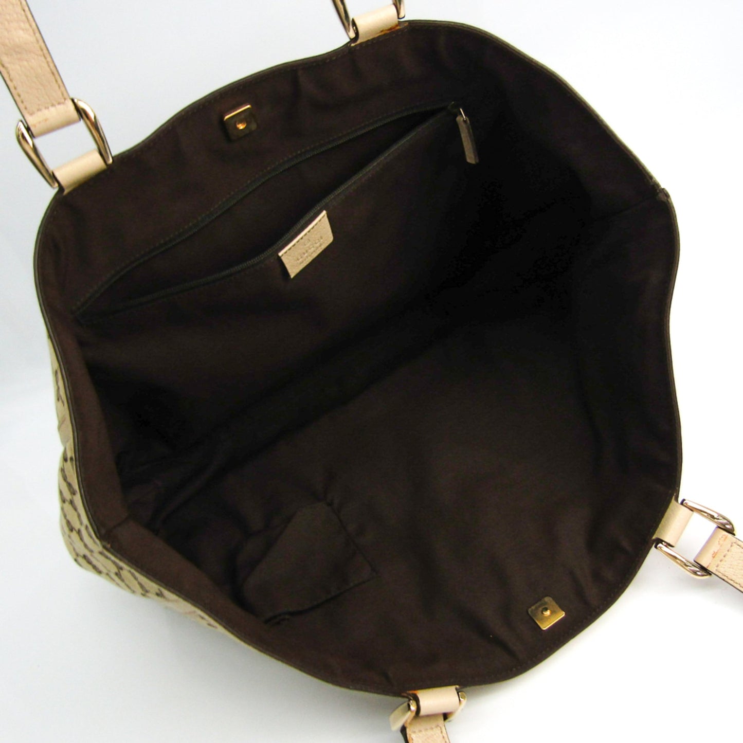 Gucci Gg Canvas Beige Cream Gg Canvas Leather Tote Bag ( )