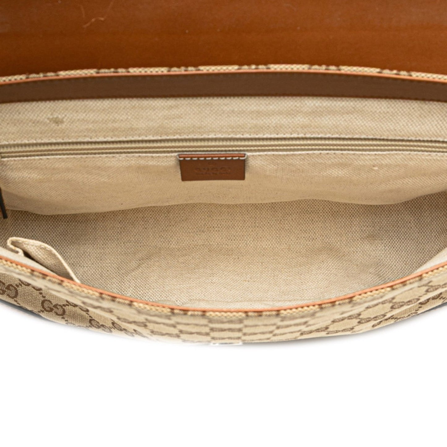 Gucci Beige Brown Canvas Leather Shoulder Bag ( )