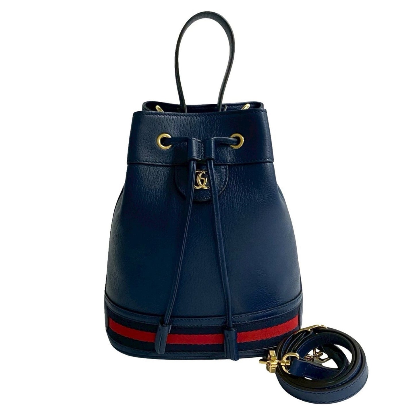 Gucci Navy Red Color Leather Handbag Shoulder Bag ( )