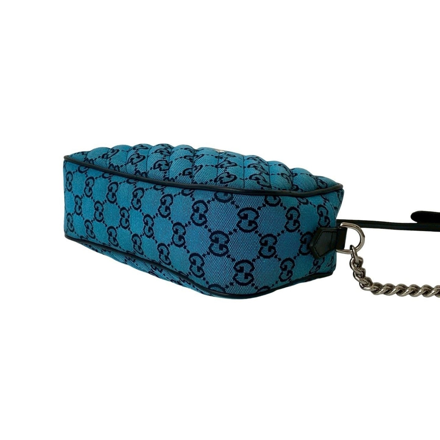 Gucci Blue Navy Canvas Leather Pochette Shoulder Bag ( )