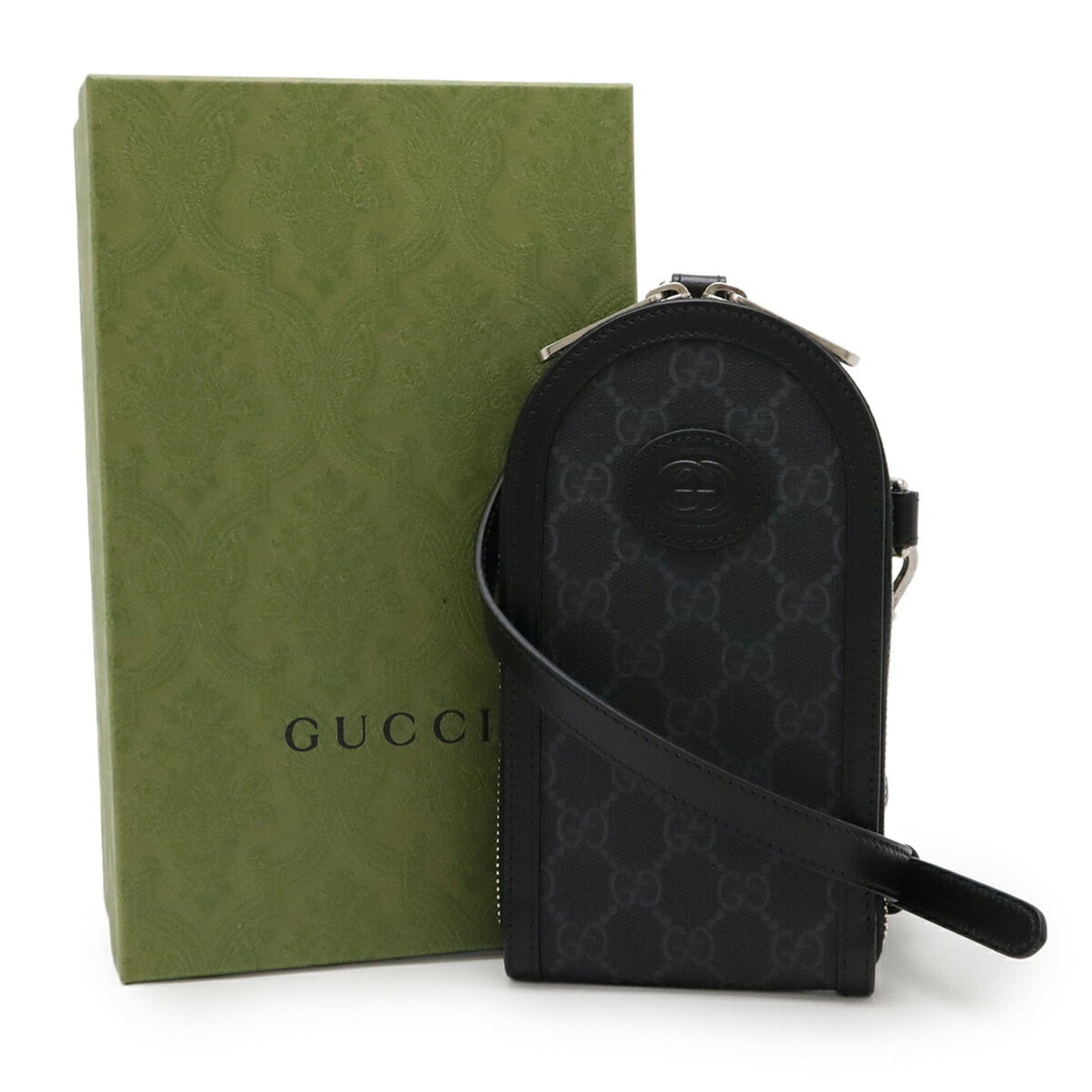 Gucci Black Gray Gg Supreme Leather Pouch Shoulder Bag ( )