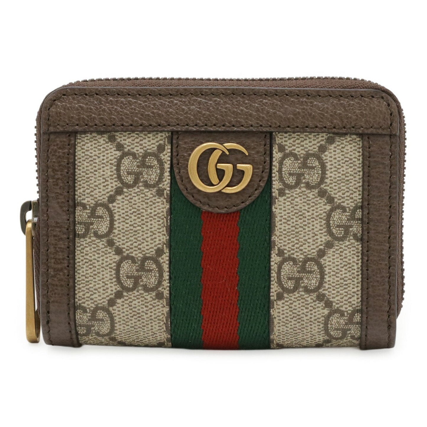 Gucci Beige Dark Brown Green Red Color Pvc Leather Chain/Shoulder Wallet ( )