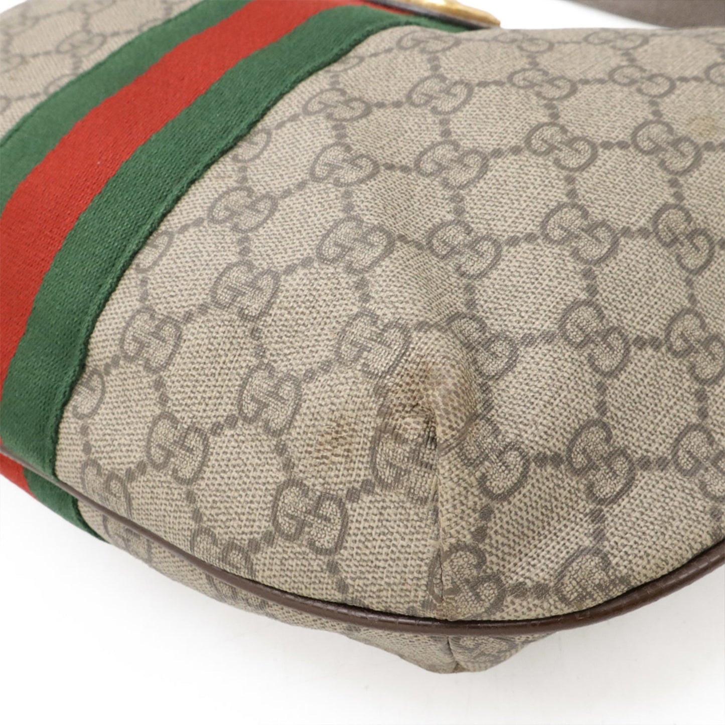 Gucci Beige Brown Green Red Color Gg Supreme Leather Shoulder Bag ( )