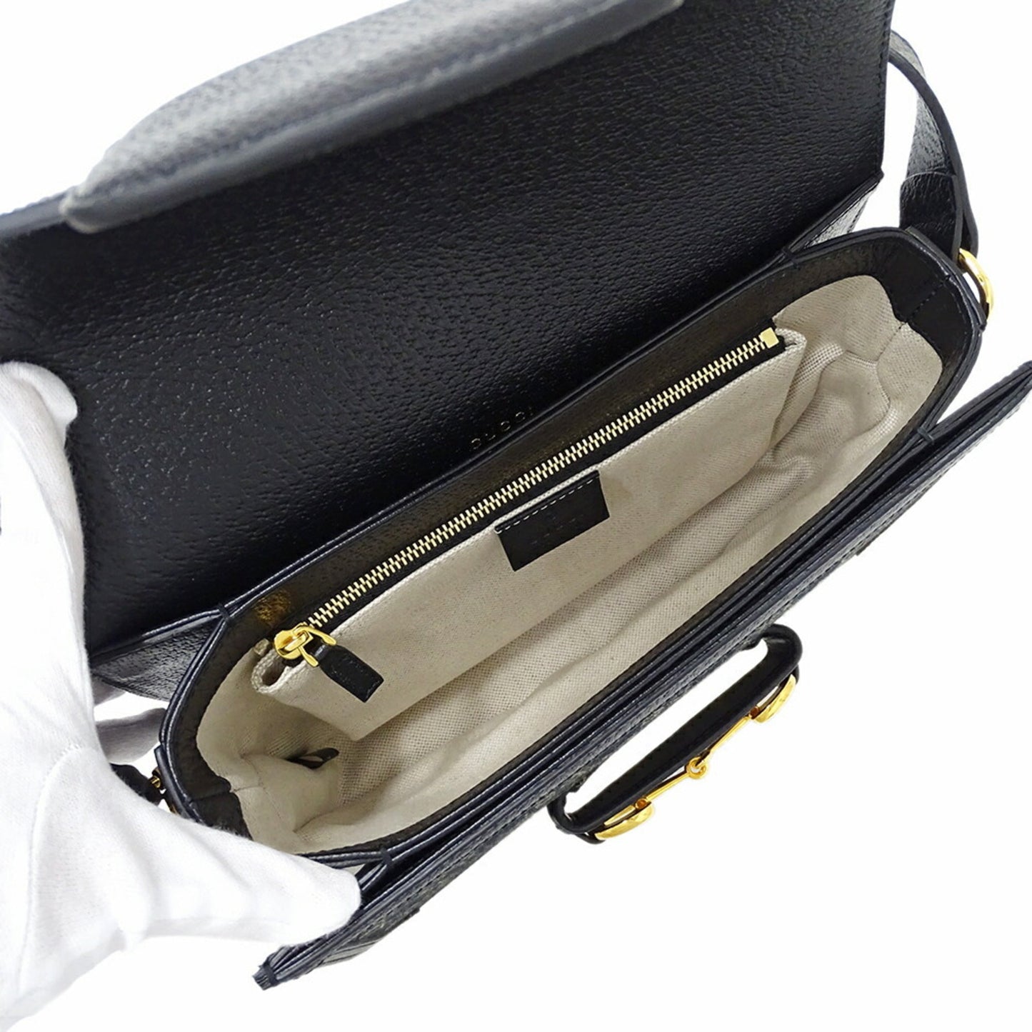 Gucci Horsebit Black Denim Shoulder Bag ( )