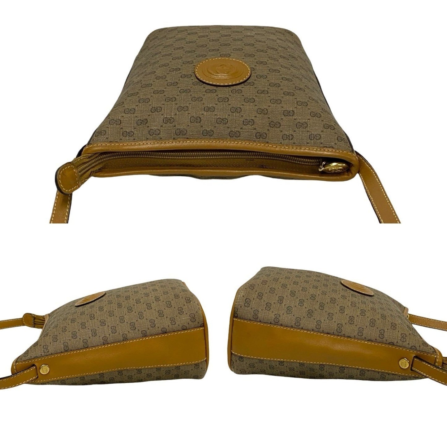 Gucci Brown Camel Leather Pvc Pochette Shoulder Bag ( )
