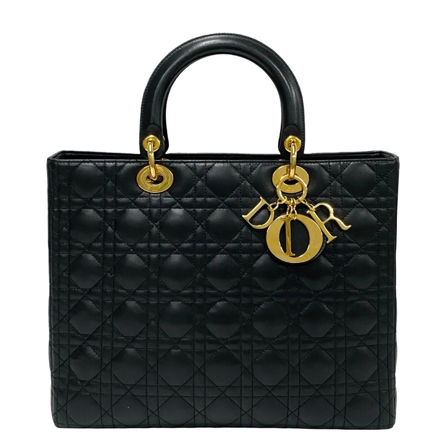 Christian Dior Black Leather Handbag Tote Bag ()