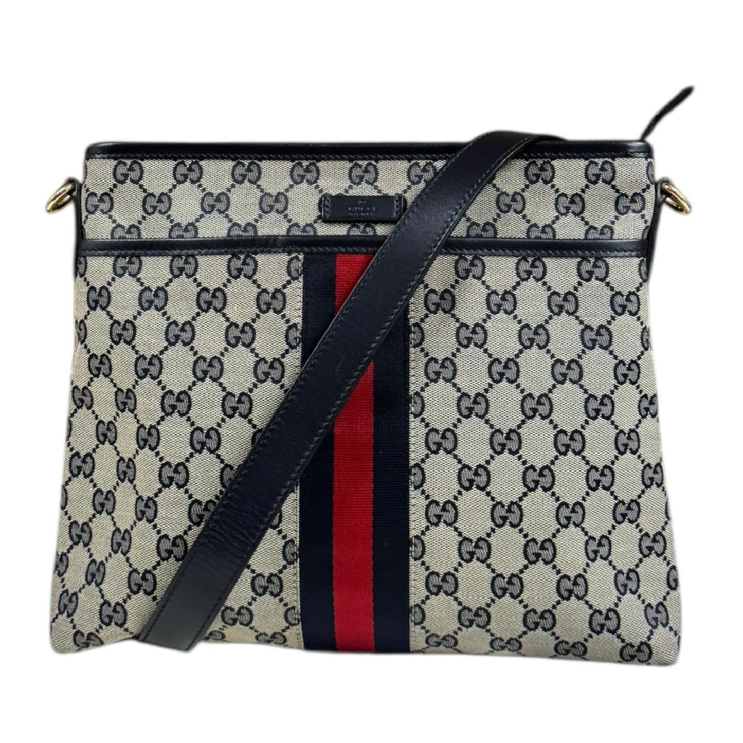 Gucci Gg Canvas Beige Navy Gg Canvas Shoulder Bag ( )