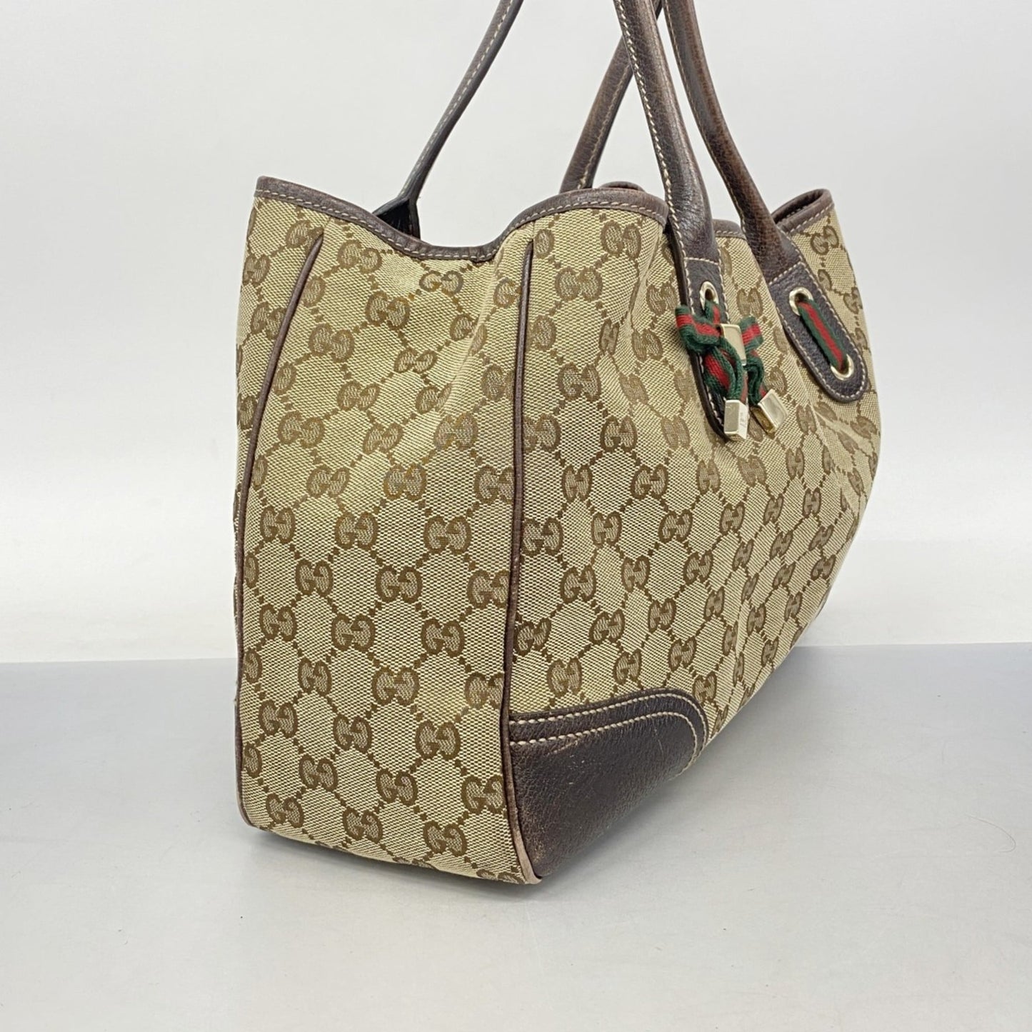 Gucci Beige Brown Canvas Tote Bag ( )
