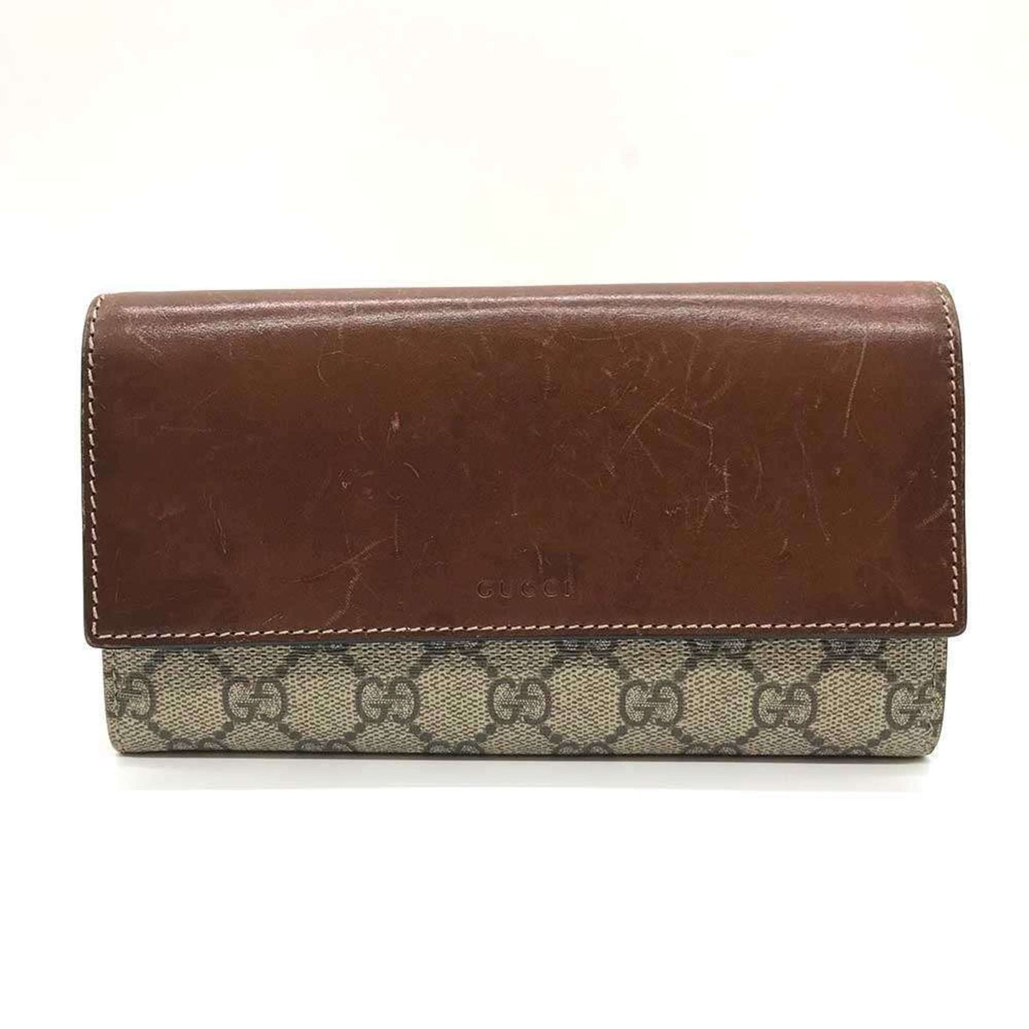 Gucci Brown Gg Supreme Leather Long Wallet (Bi-Fold) ( )