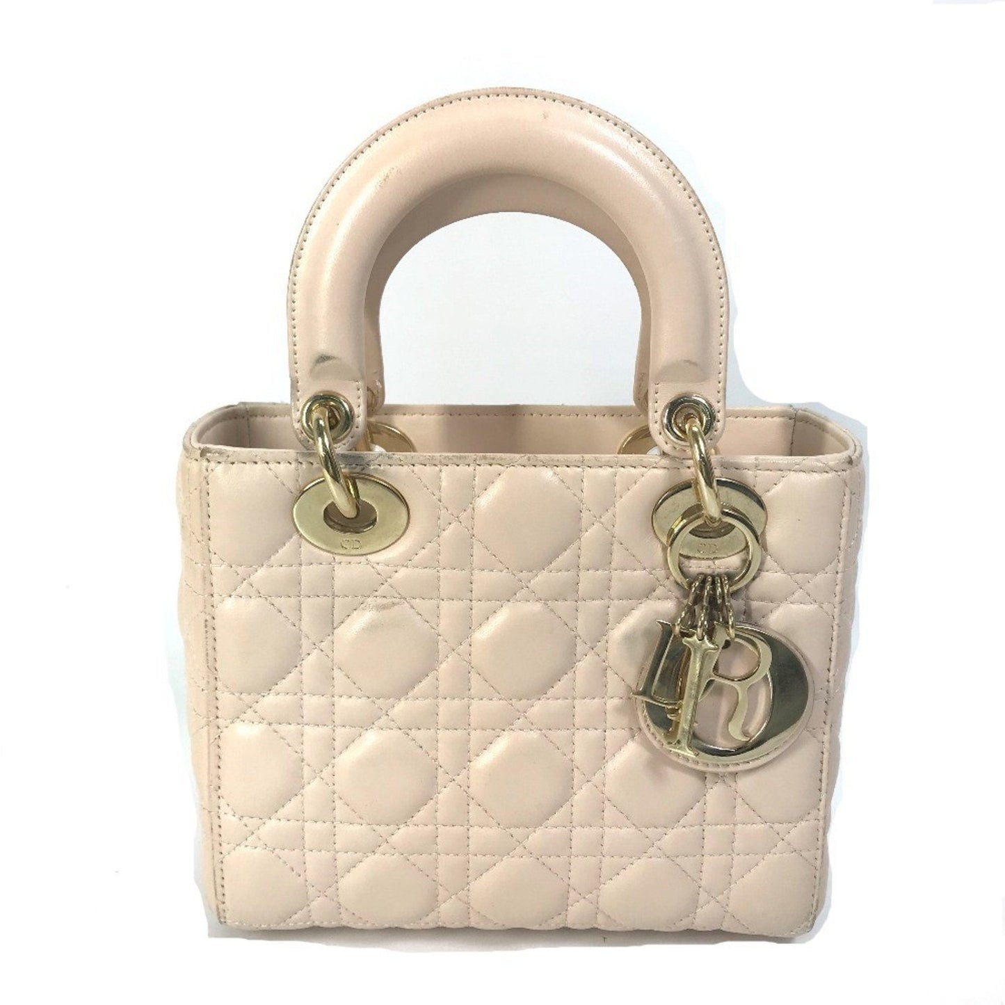 Christian Dior Pink Beige Leather Handbag Shoulder Bag ()
