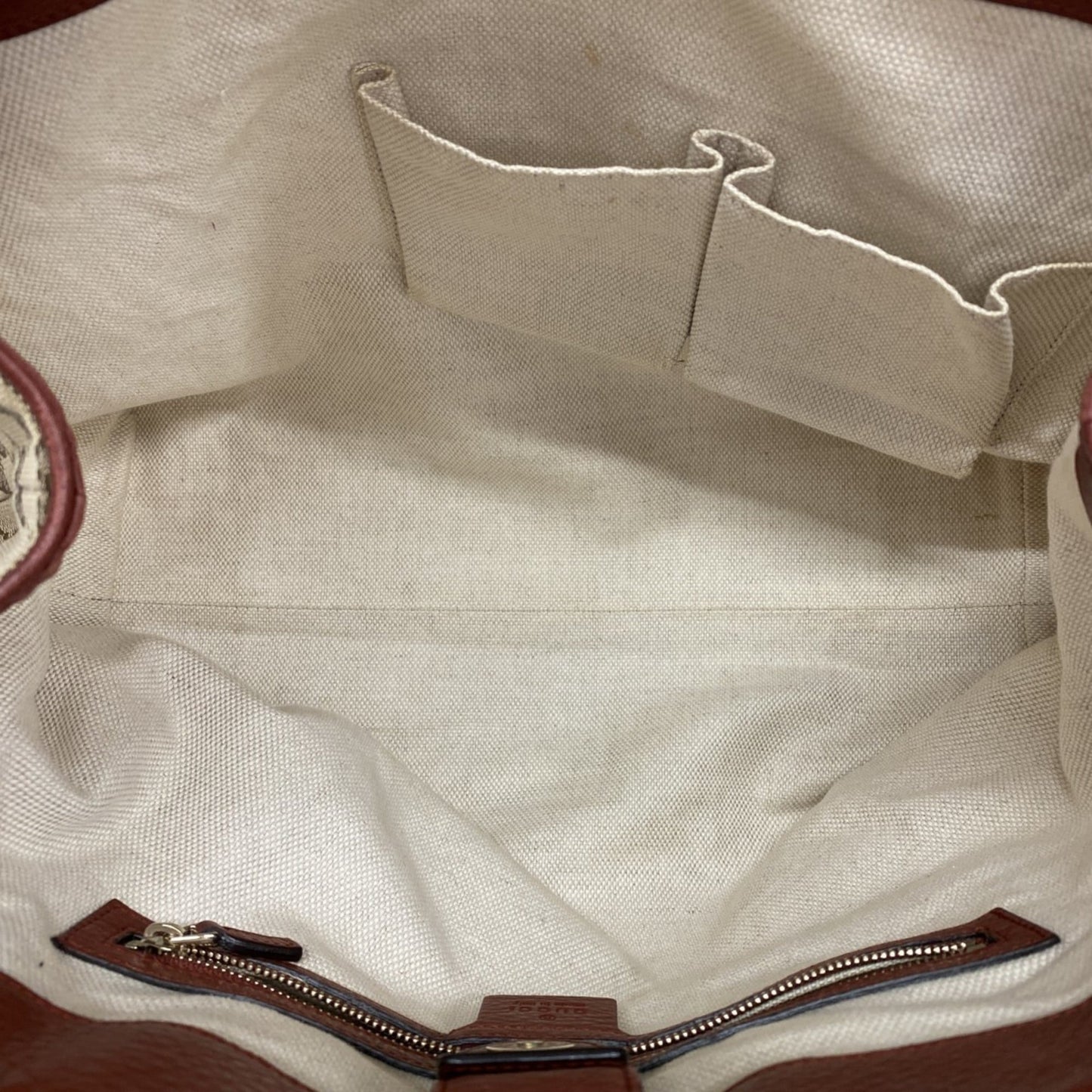 Gucci Beige Red Color Canvas Tote Bag ( )