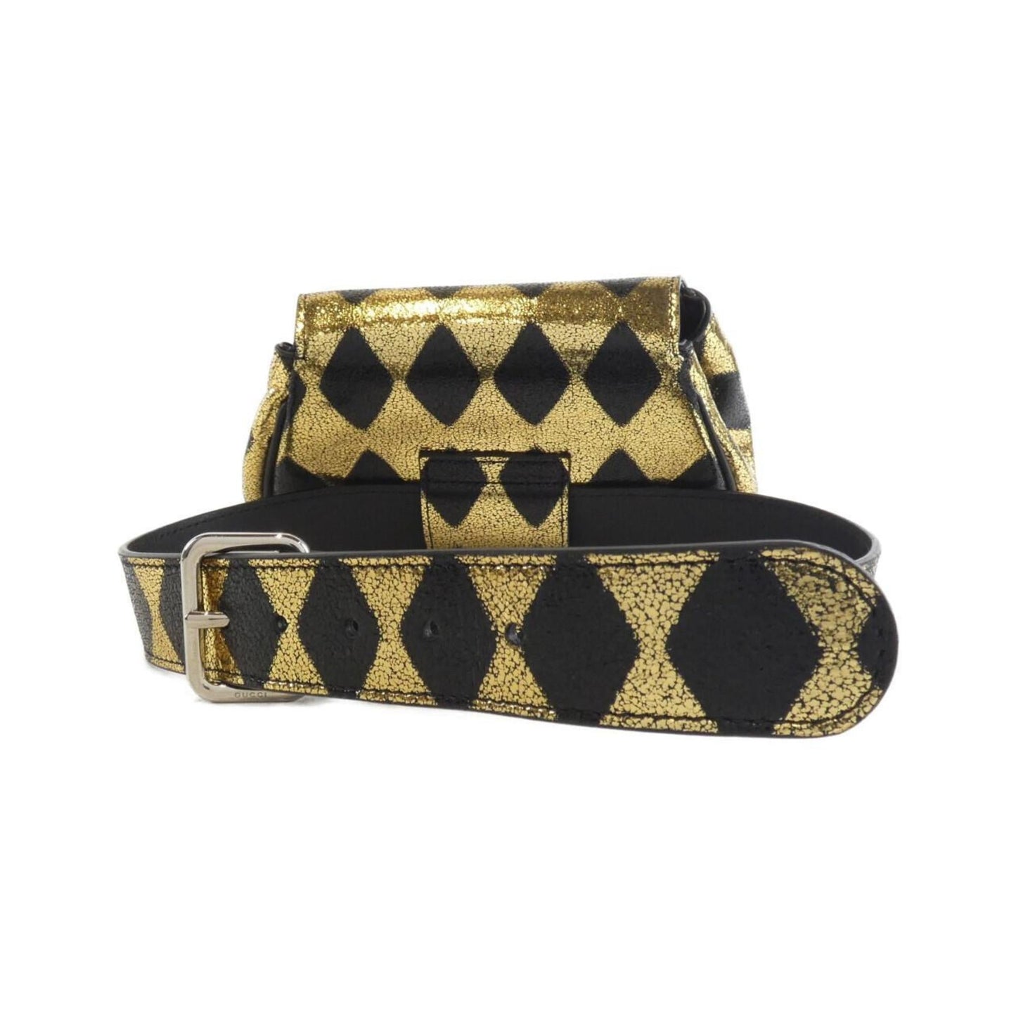 Gucci Black Gold Leather Fanny Pack ( )