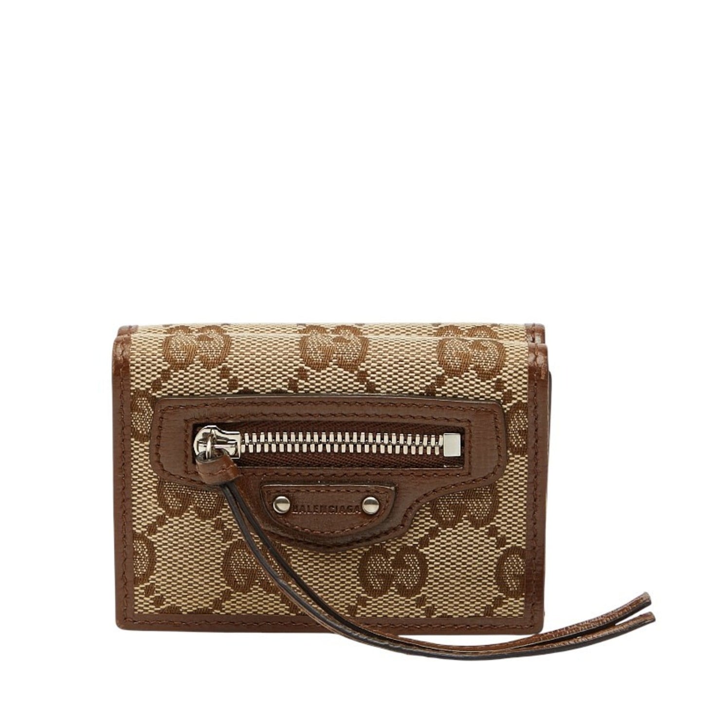 Gucci Beige Brown Canvas Leather Wallet (Tri-Fold) ( )