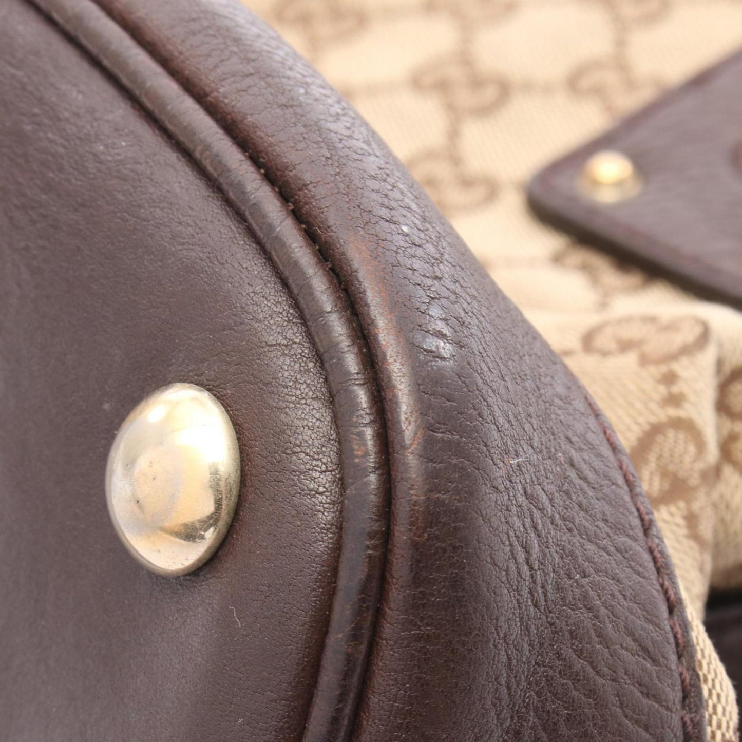Gucci Beige Brown Gg Canvas Leather Handbag ( )