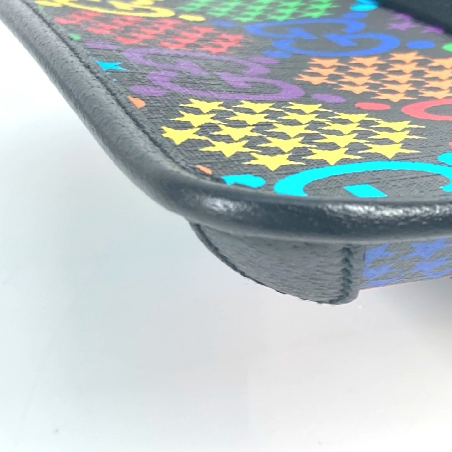 Gucci Black Multi-Color Leather Pvc Shoulder Bag Sling Bag ( )