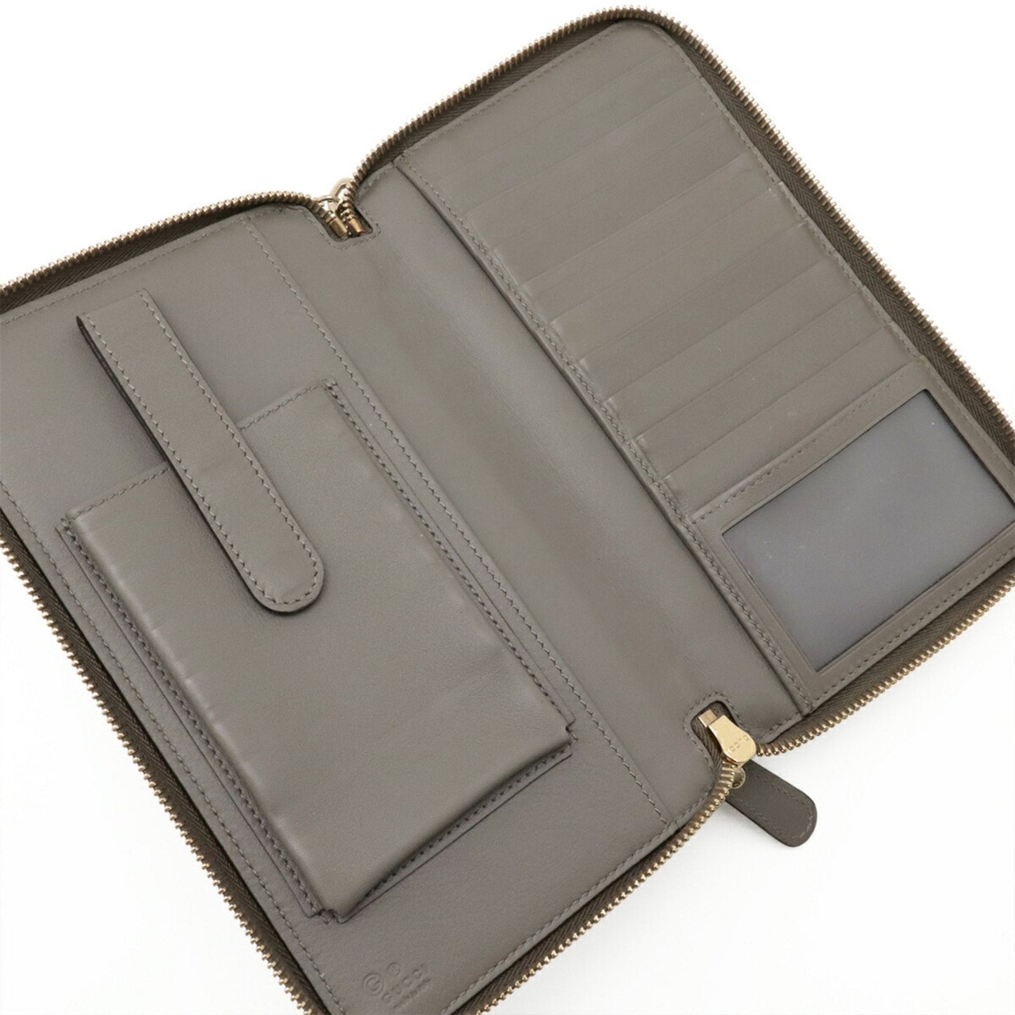 Gucci Gray Micro Gg Leather Long Wallet (Bi-Fold) ( )