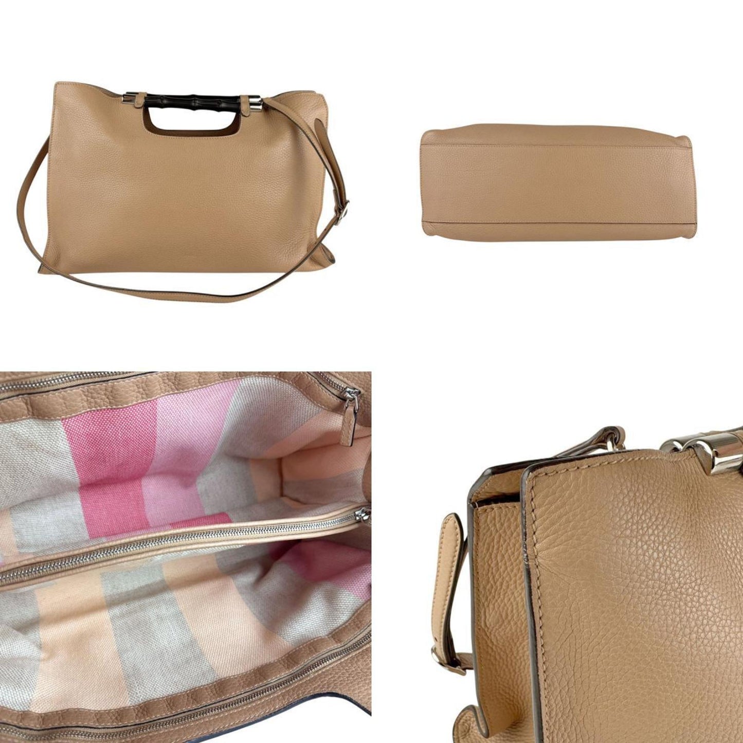 Gucci Beige Leather Handbag Shoulder Bag ( )