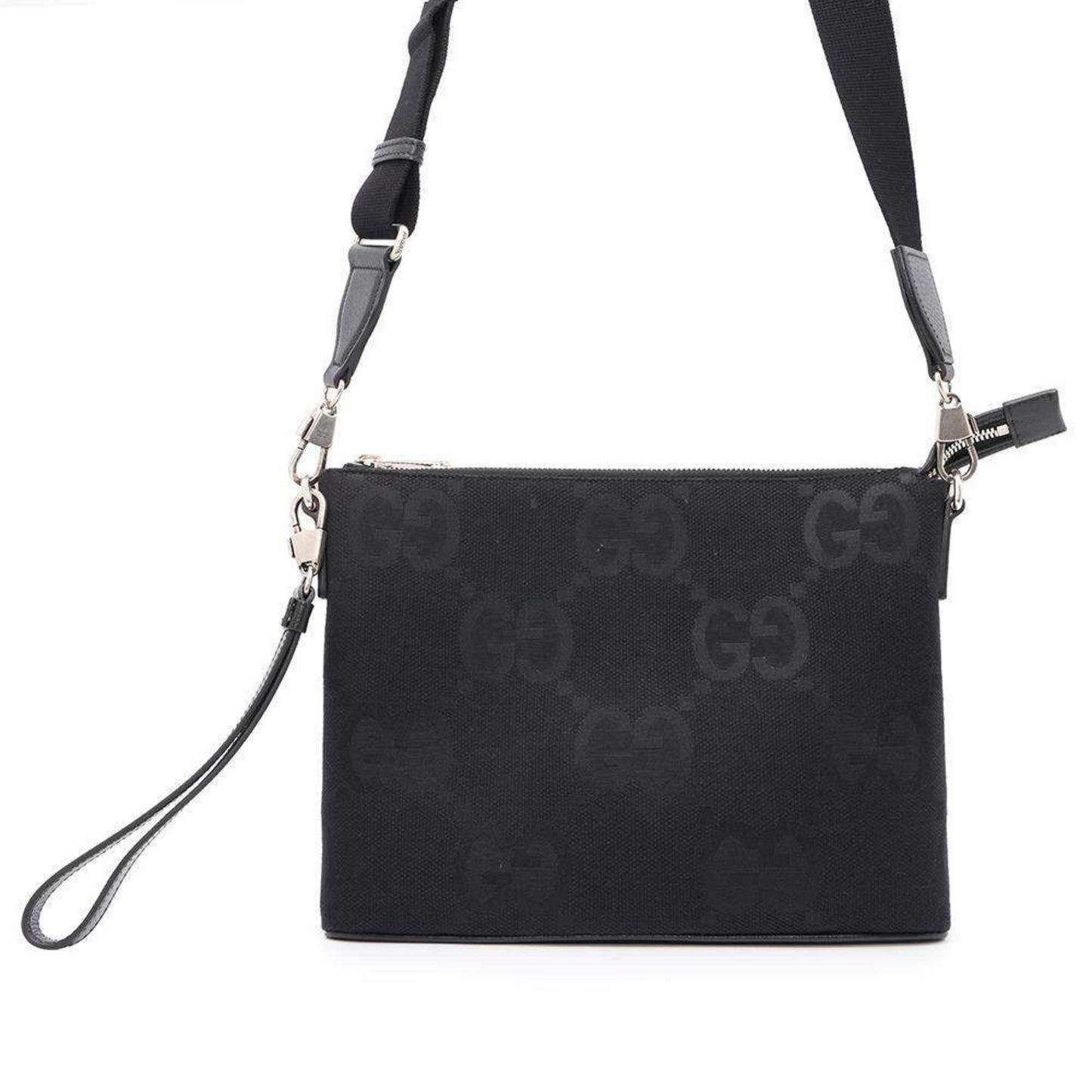 Gucci Black Canvas Leather Clutch Bag Messenger Bag Shoulder Bag