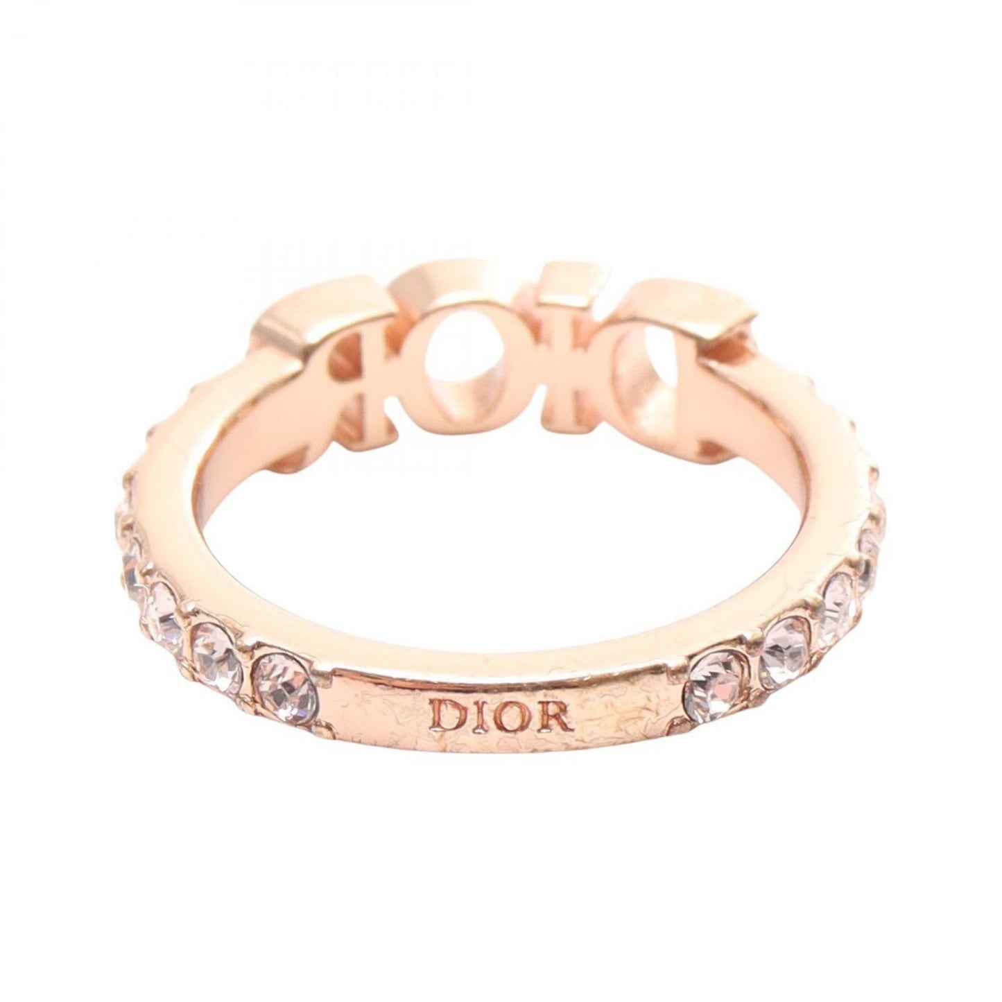 Christian Dior Gold Clear Gold Plating Band Ring ()