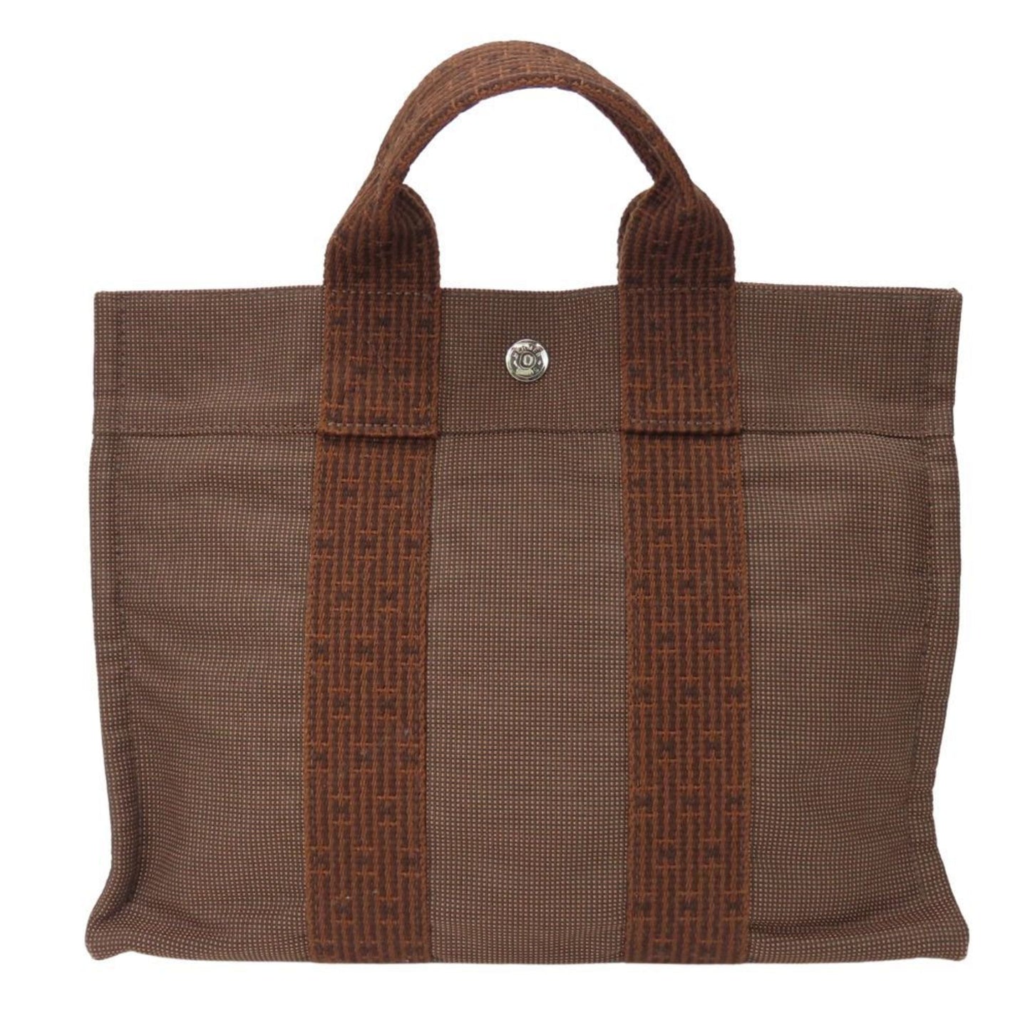 Hermes Brown Canvas Handbag Tote Bag ( )