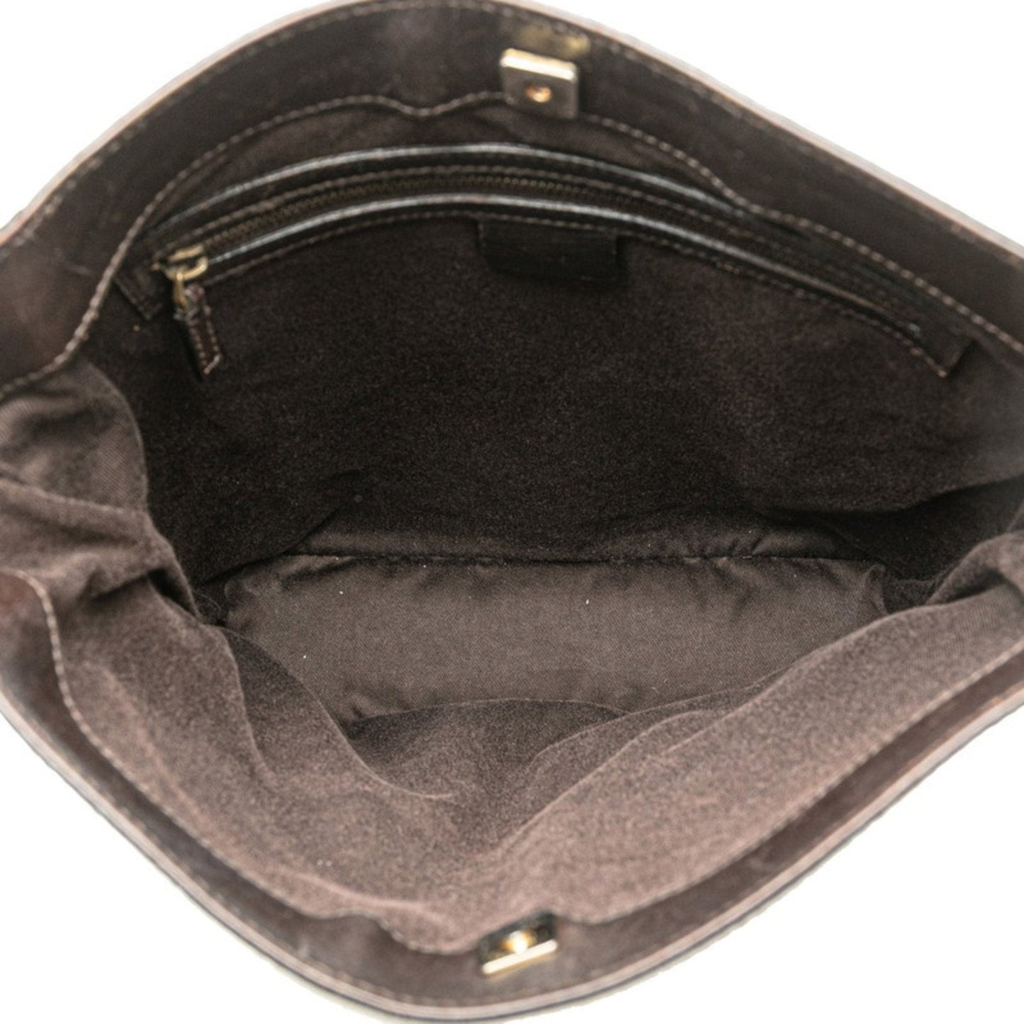 Gucci Beige Brown Canvas Leather Shoulder Bag ( )
