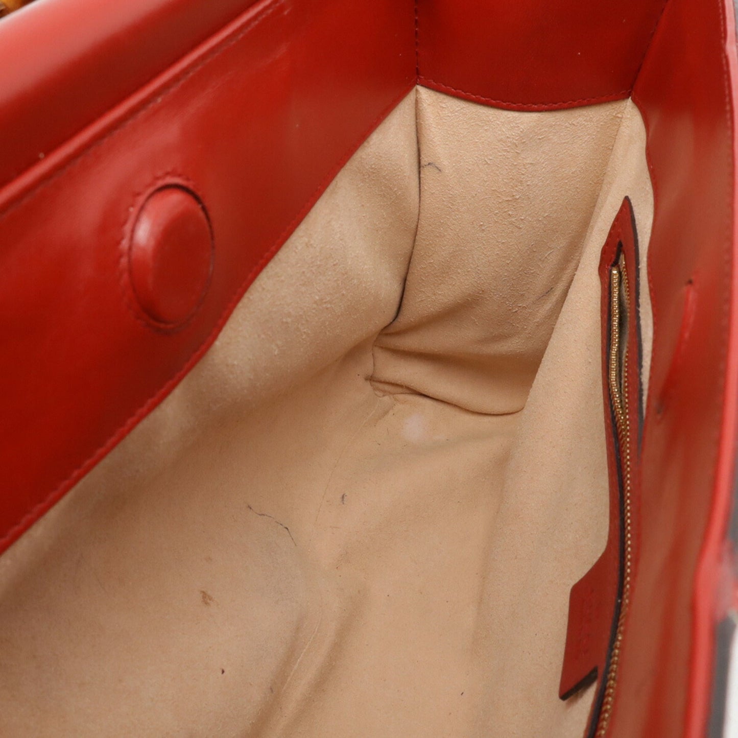 Gucci Red Color Bamboo Leather Handbag Shoulder Bag ( )