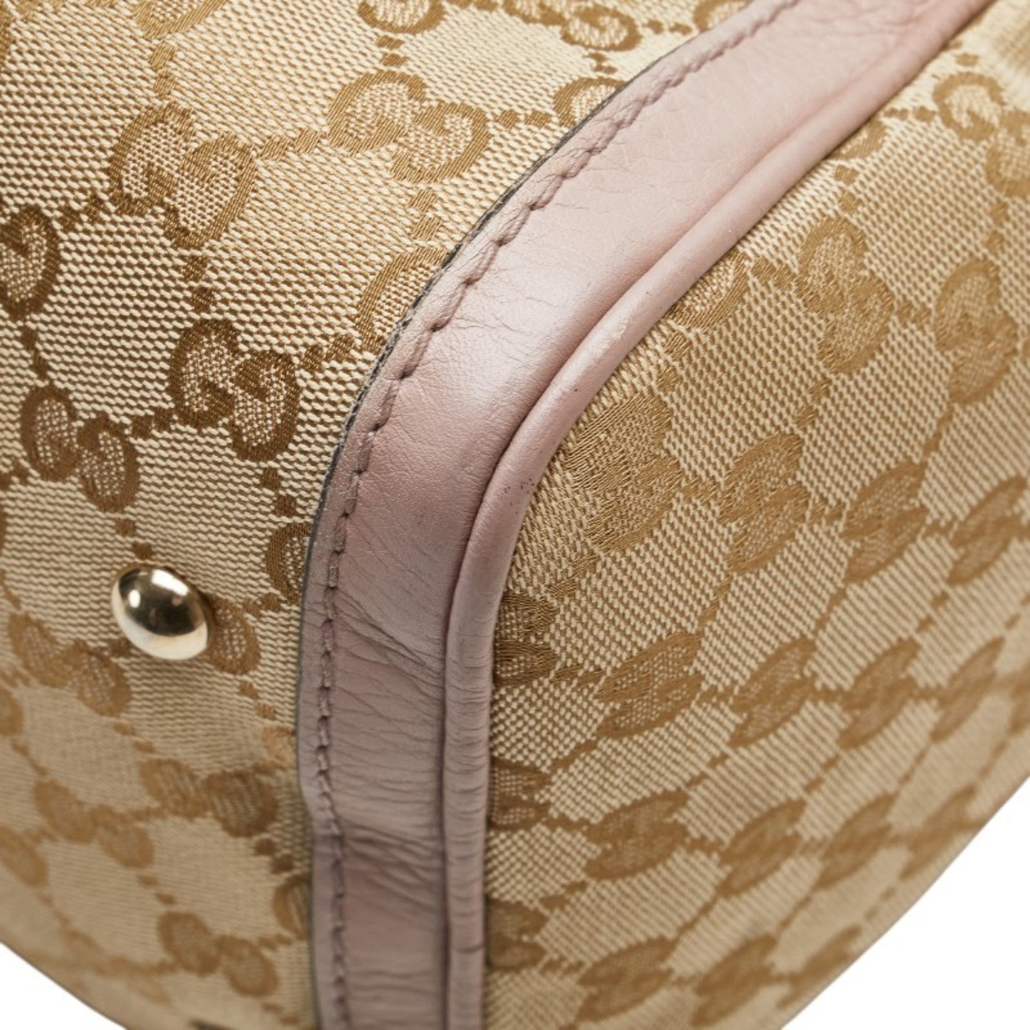 Gucci Beige Pink Canvas Leather Handbag Shoulder Bag ( )