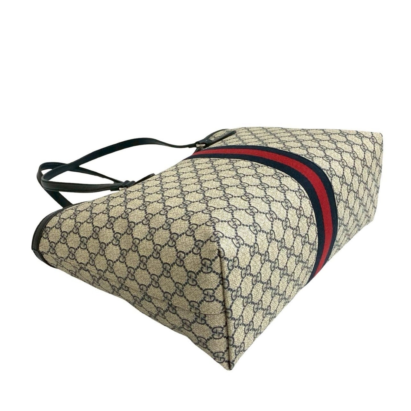 Gucci Navy Red Color Leather Pvc Handbag Shoulder Bag Tote Bag ( )