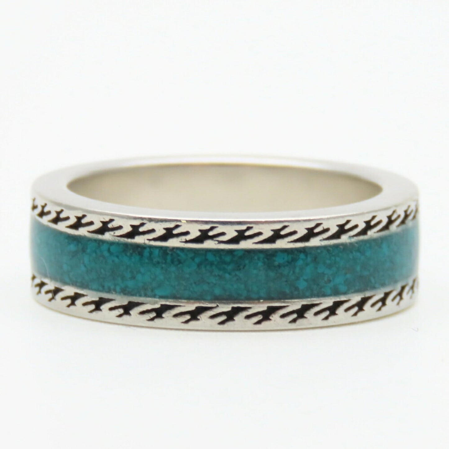 Gucci Silver Turquoise Enamel Silver 925 Band Ring ( )