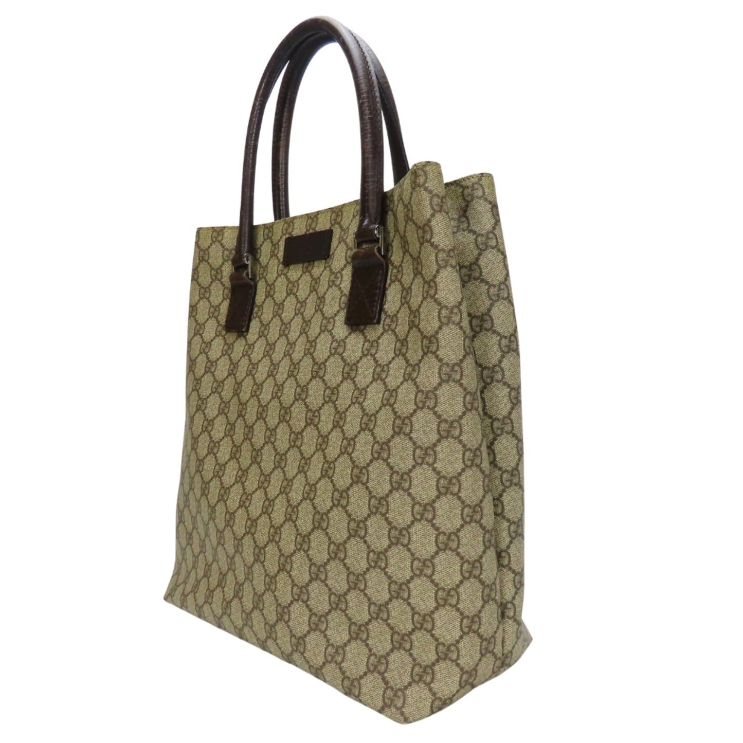 Gucci Beige Brown Gg Supreme Leather Tote Bag ( )