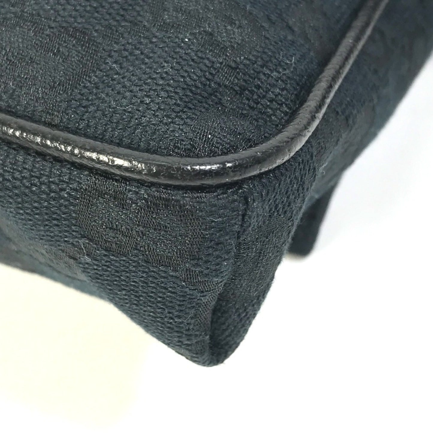 Gucci Black Gg Canvas Leather Fanny Pack ( )