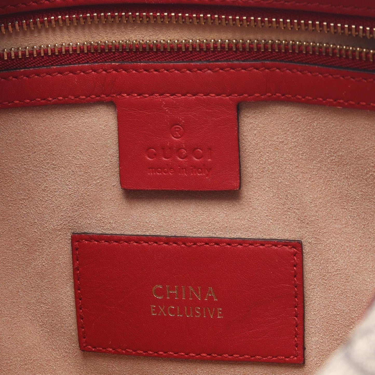 Gucci Beige Red Color Gg Supreme Leather Handbag ( )