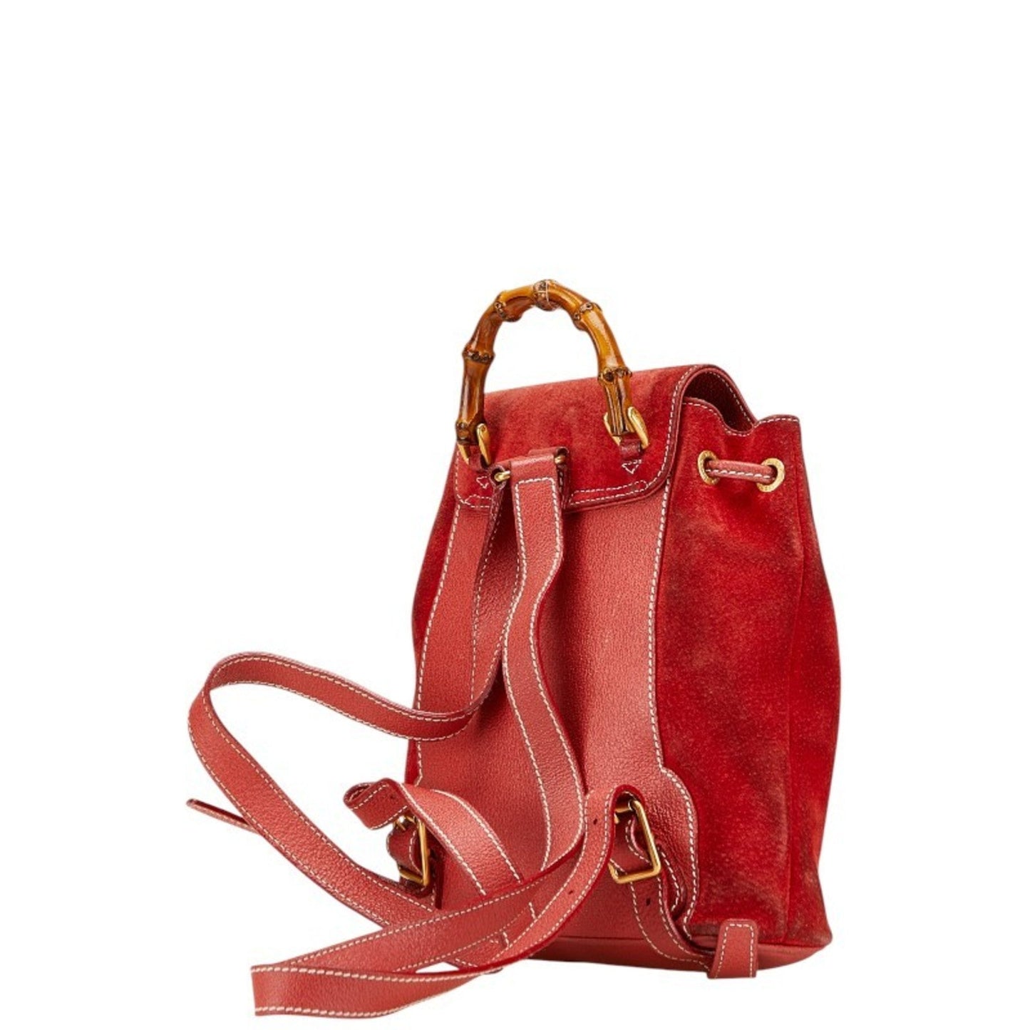 Gucci Bamboo Red Color Suede Leather Backpack ( )