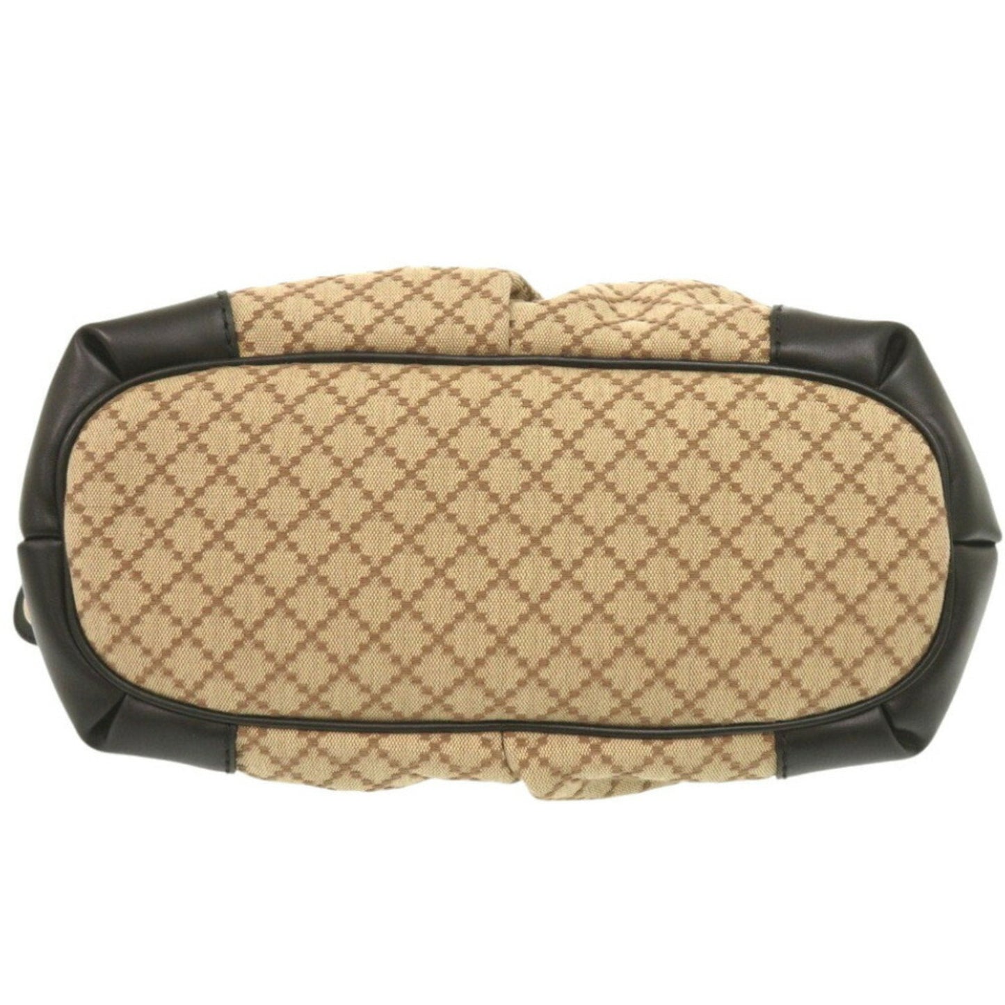 Gucci Beige Black Gg Canvas Leather Handbag ( )