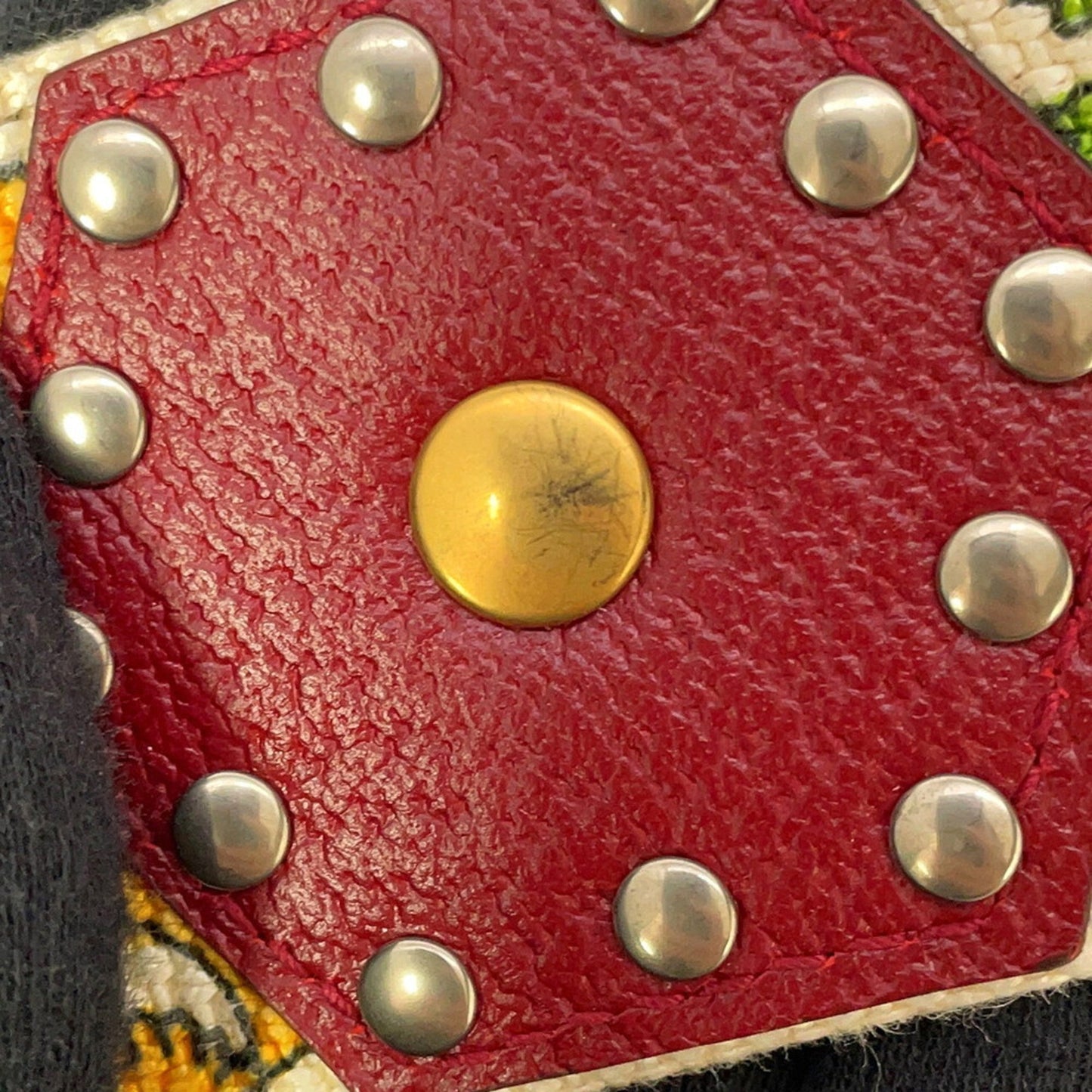 Gucci Ivory Red Color Leather Canvas Handbag ( )