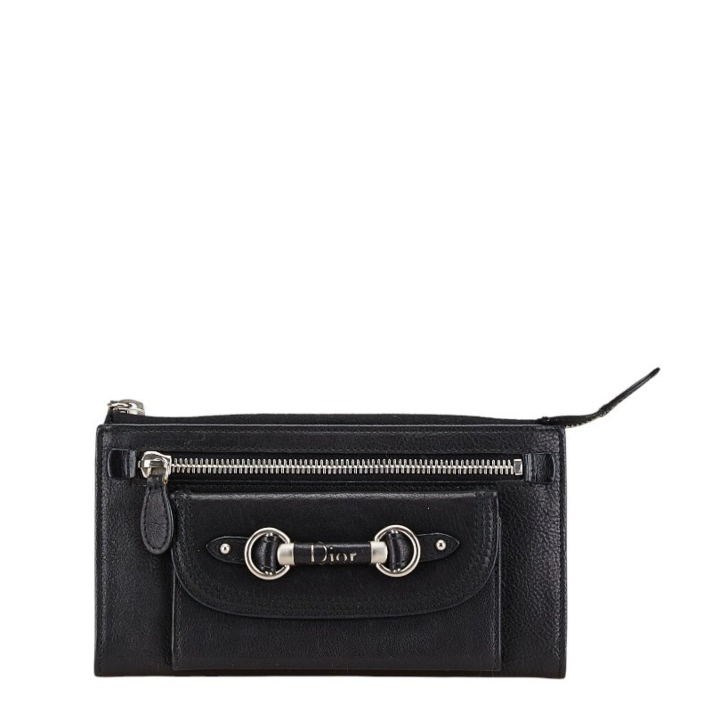 Christian Dior Black Leather Long Wallet (Bi-Fold) ()