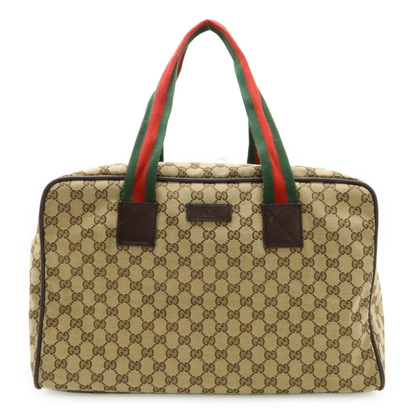 Gucci Beige Green Red Color Canvas Leather Boston Bag Shoulder Bag ( )