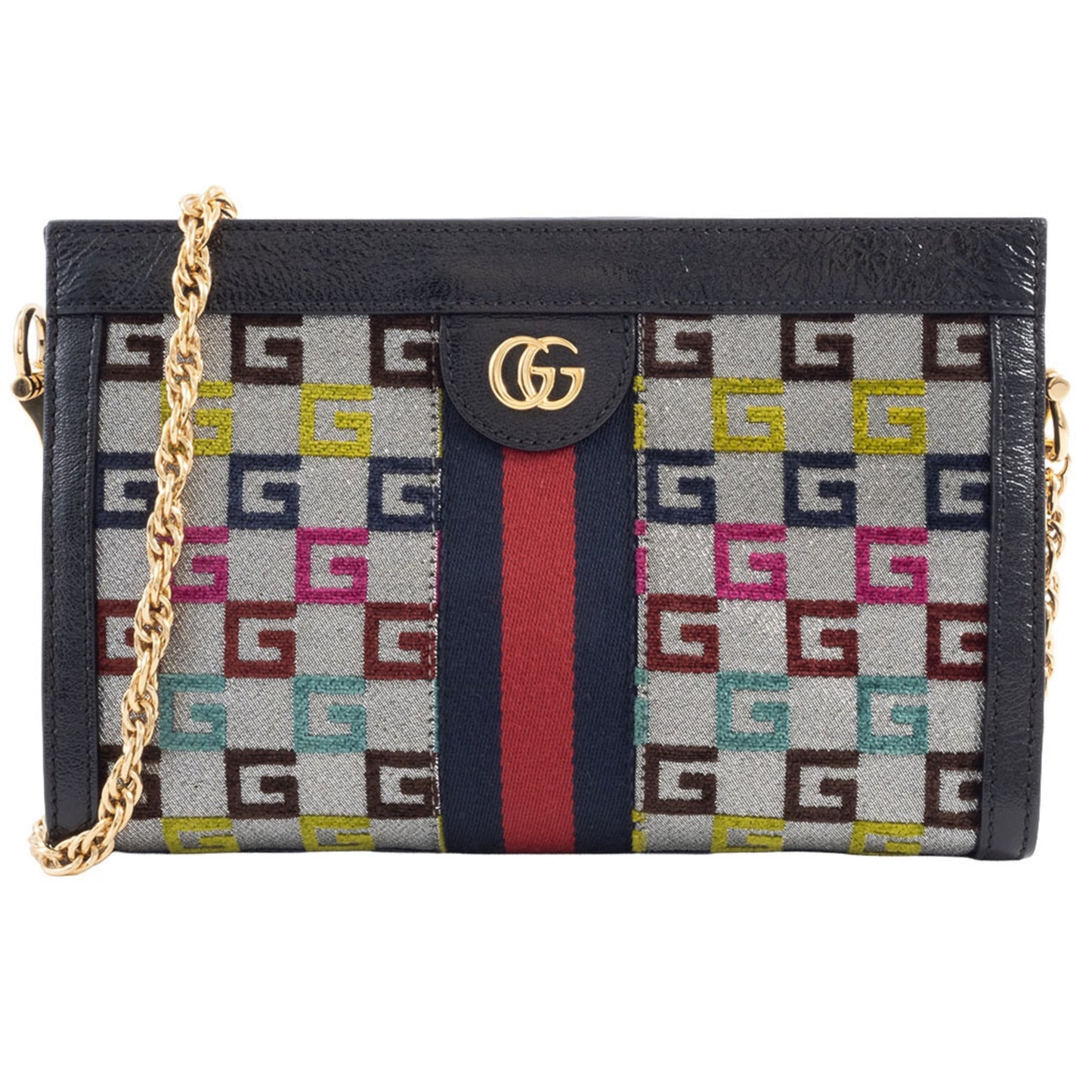 Gucci Multi-Color Canvas Leather Shoulder Bag ( )