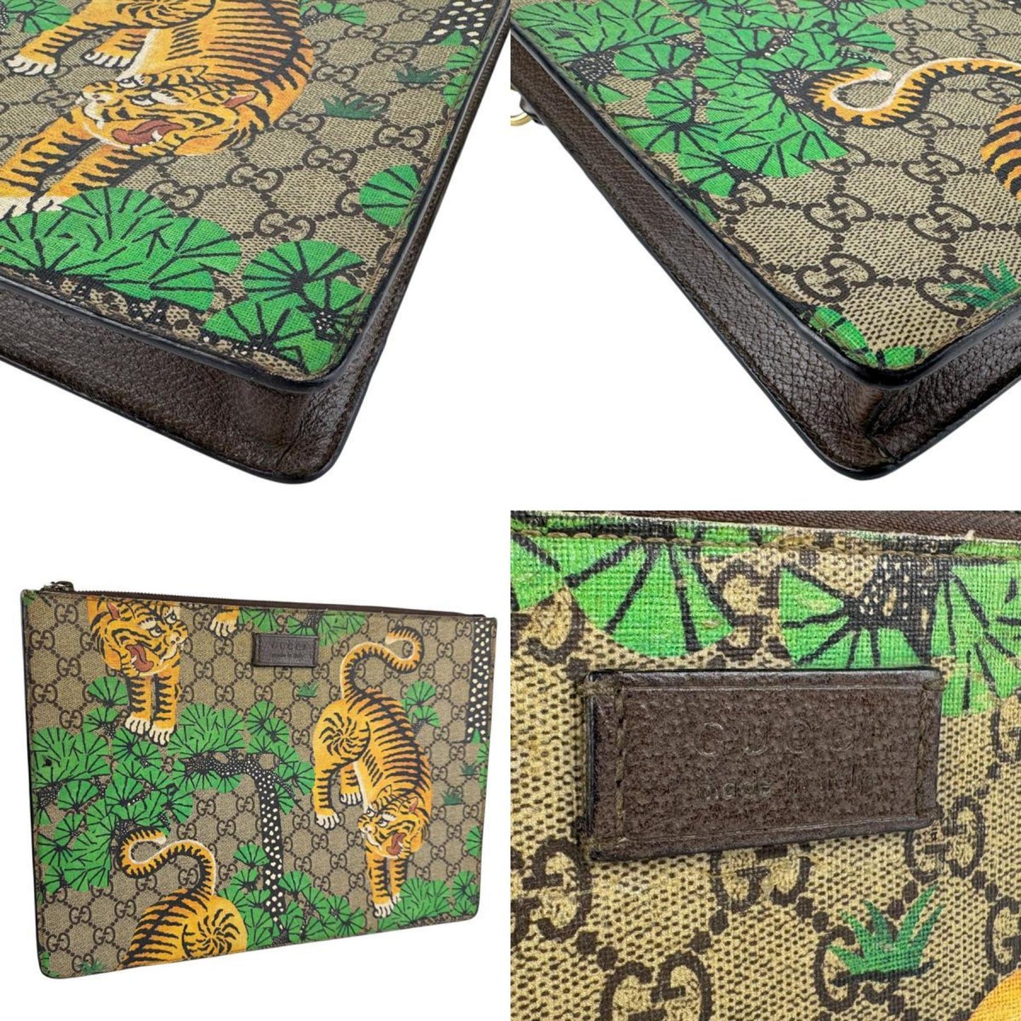 Gucci Brown Green Yellow Gg Supreme Clutch Bag Shoulder Bag ( )