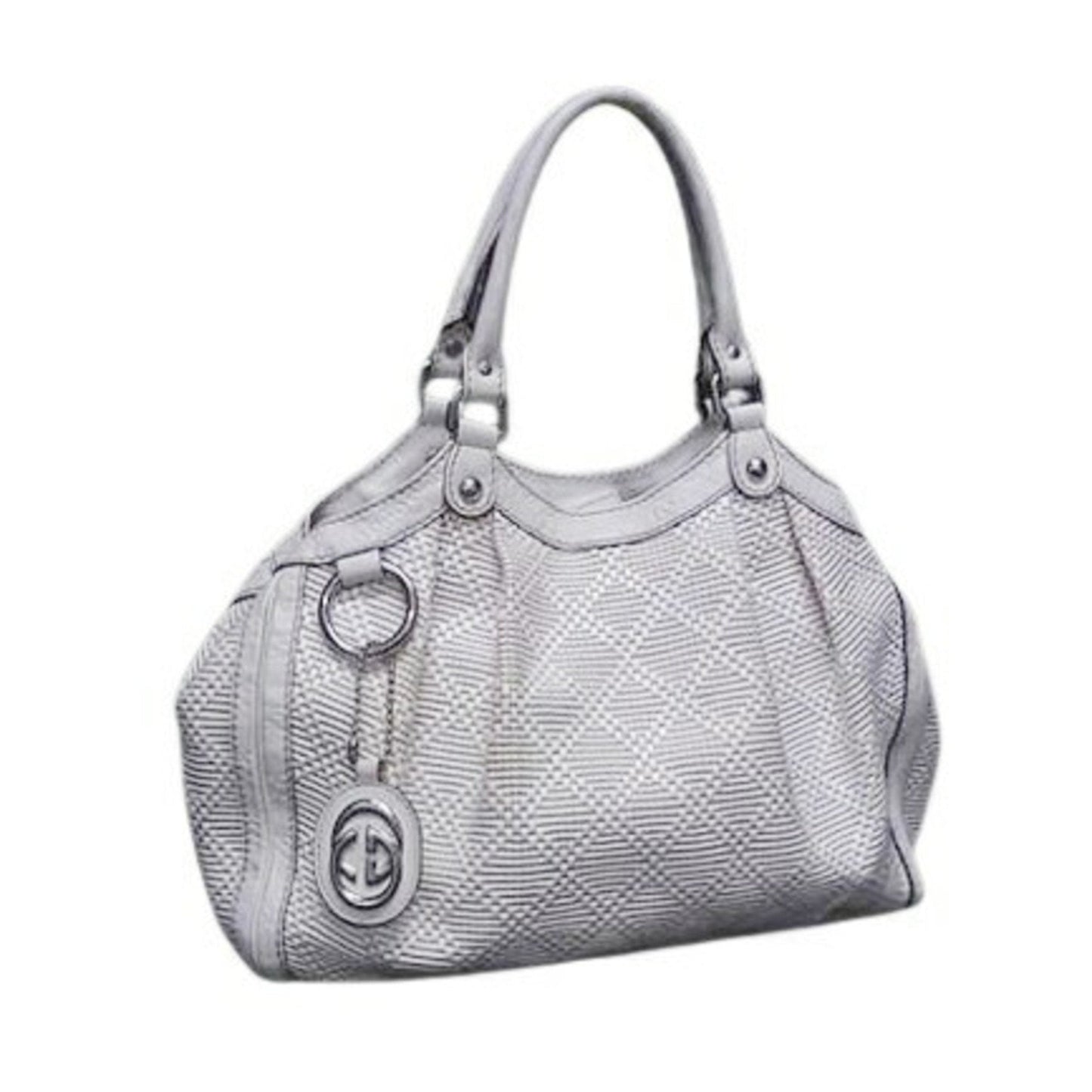 Gucci Ivory Straw Leather Handbag Shoulder Bag Tote Bag ( )