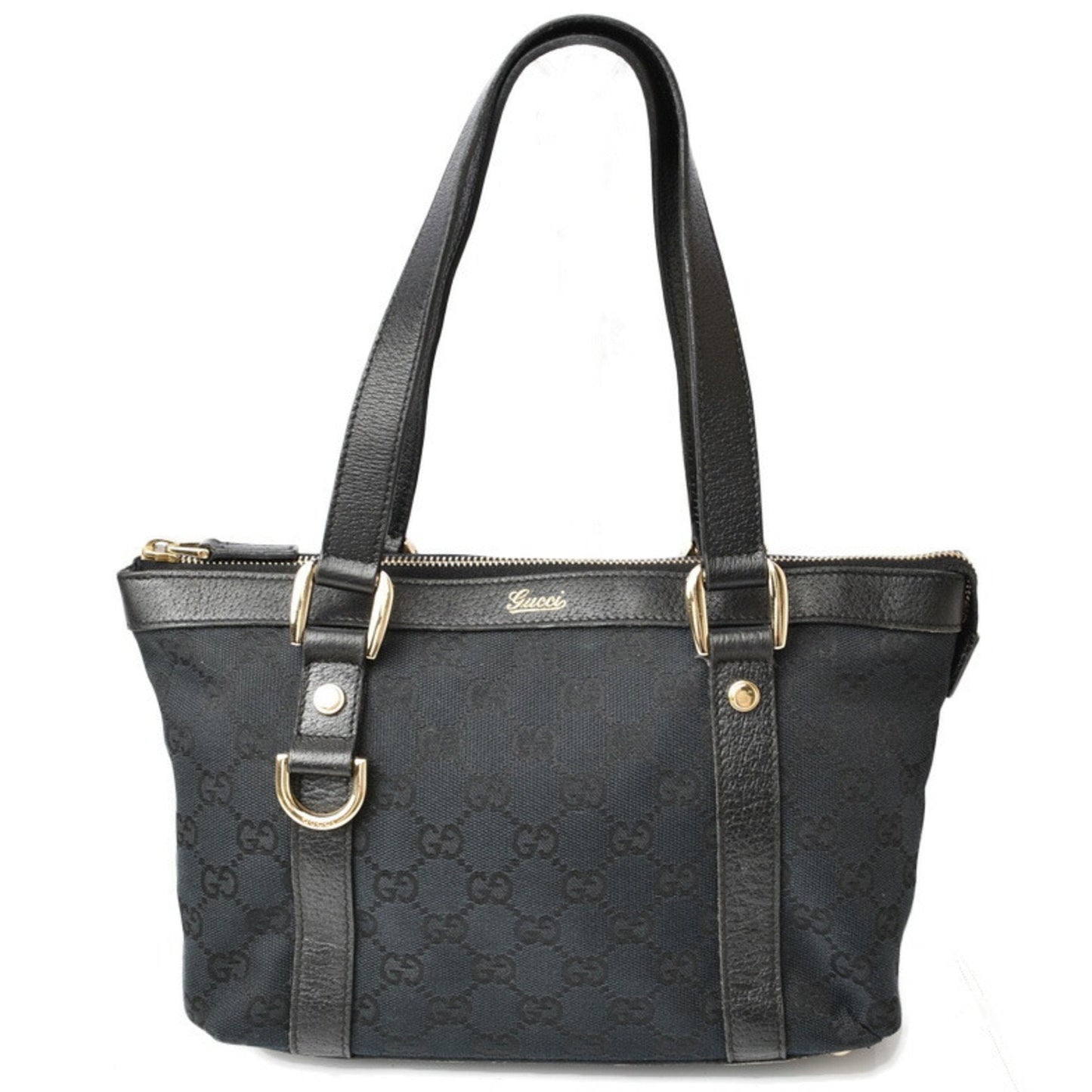 Gucci Black Canvas Leather Handbag