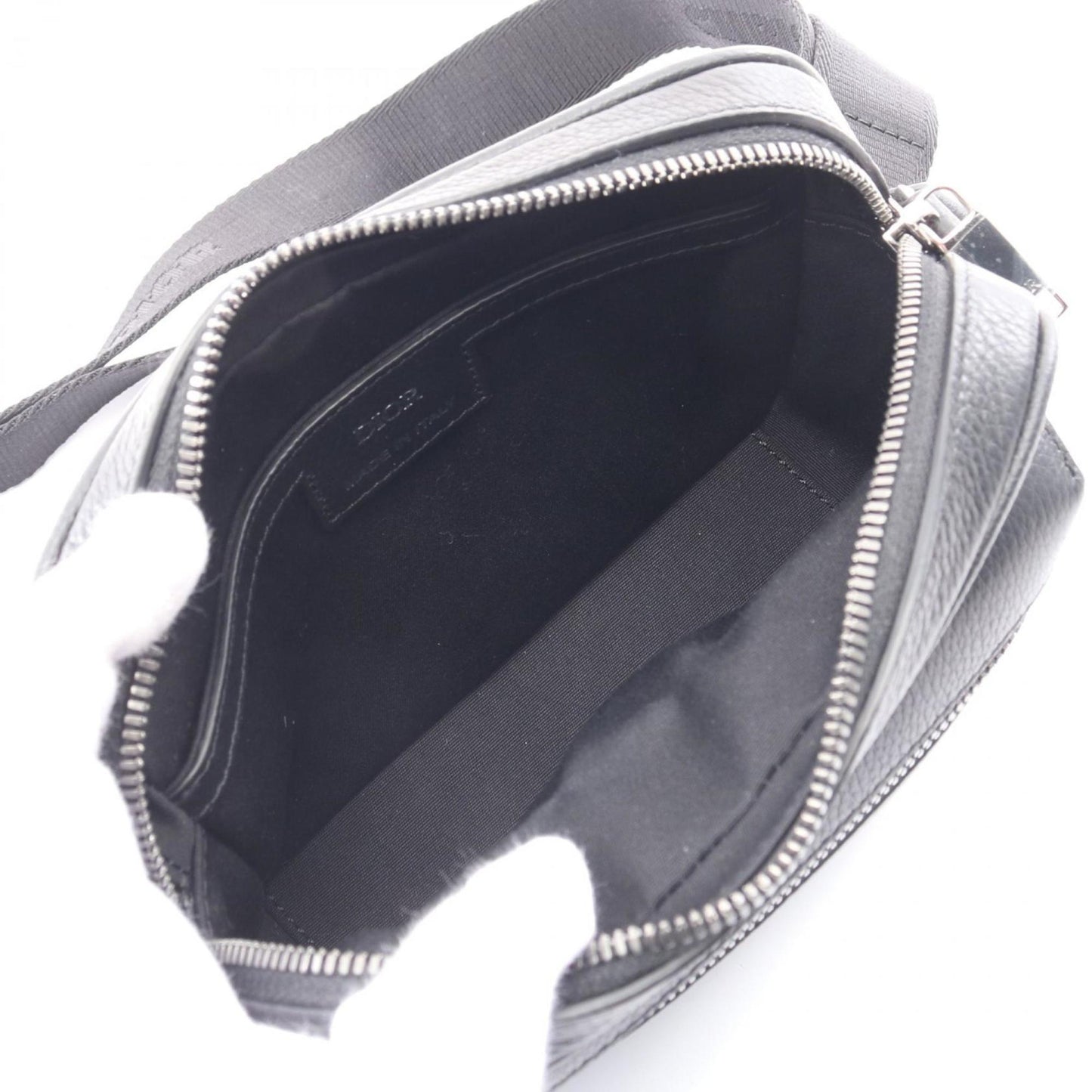 Christian Dior Black Canvas Leather Messenger Bag Shoulder Bag ()