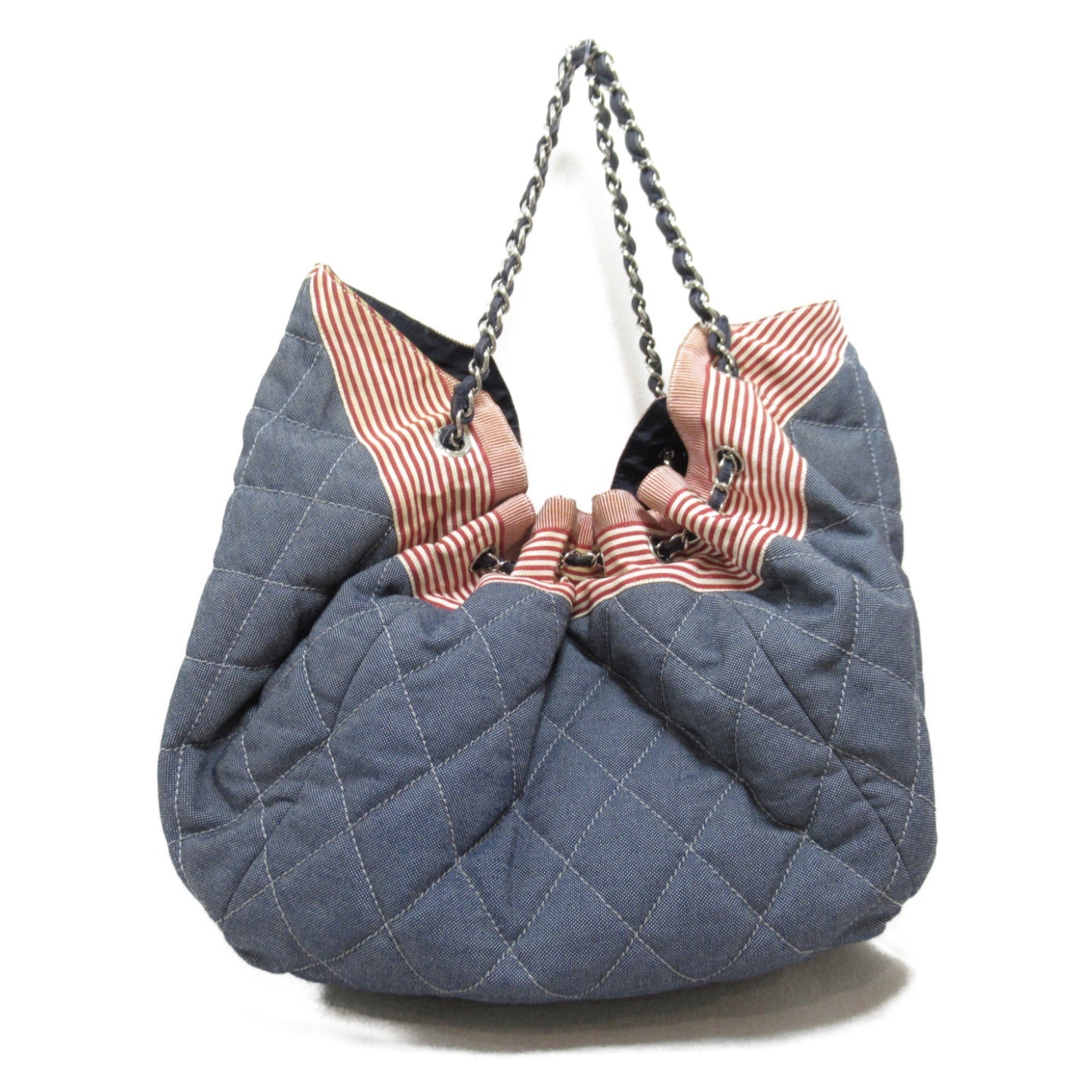 CHANEL Cococabus GM Shoulder Bag Blue Indigo Blue/Red/White denim A46887
