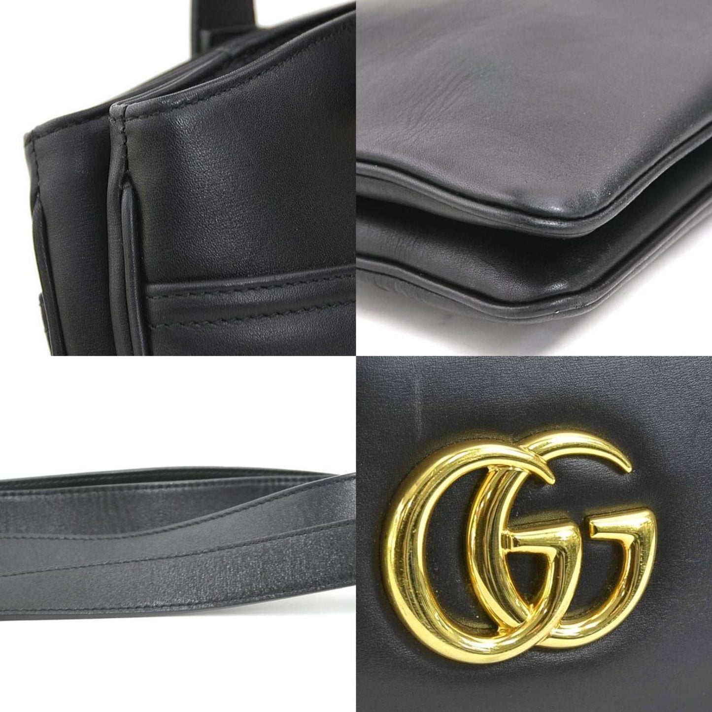 Gucci Black Leather Shoulder Bag ( )