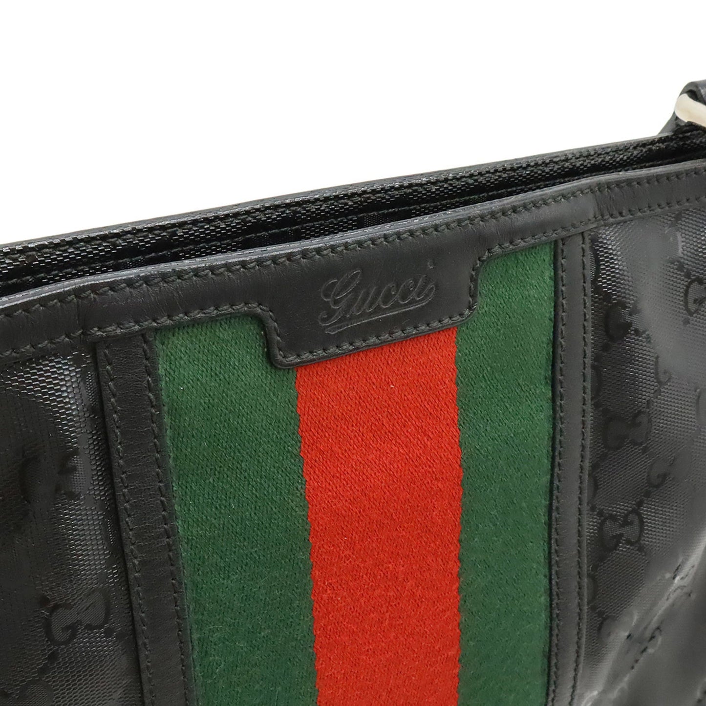 Gucci Black Green Red Color Gg Imprimé Leather Shoulder Bag ( )
