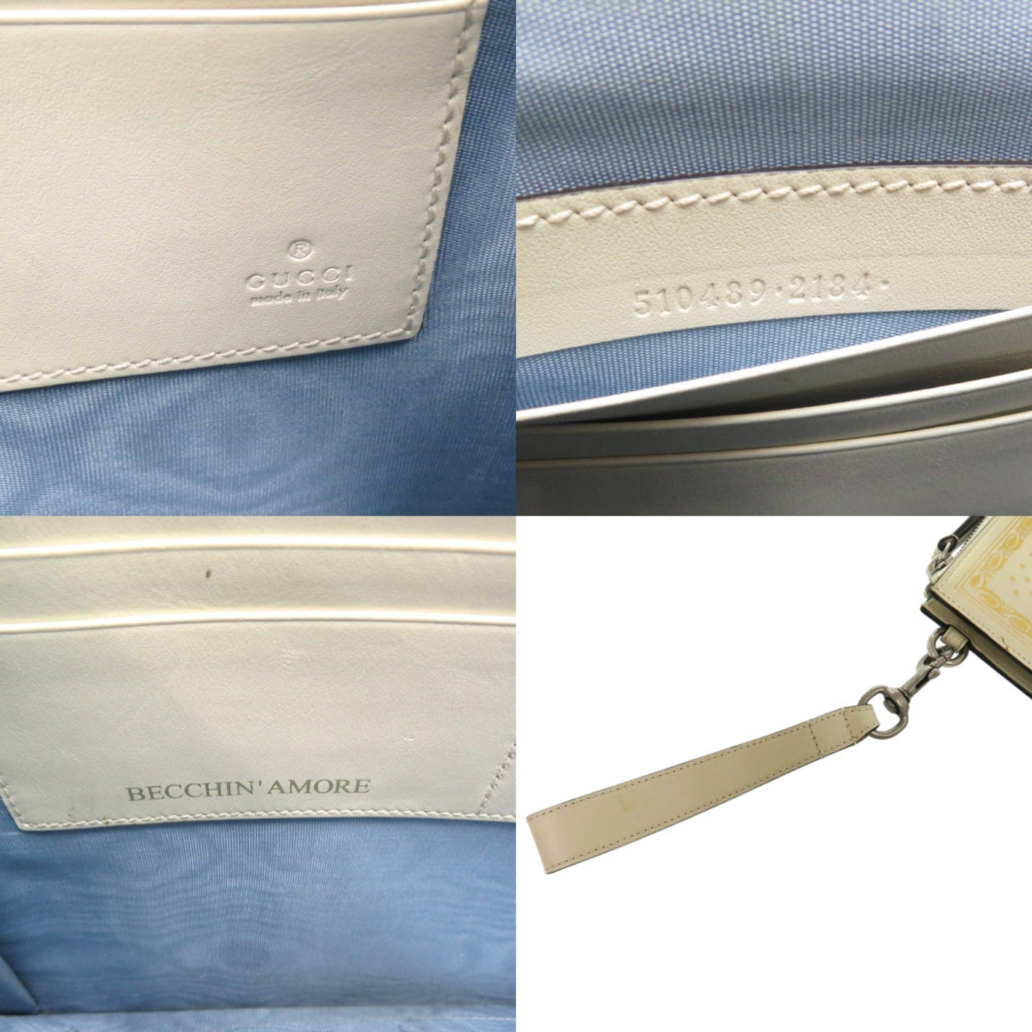 Gucci Gold Ivory Leather Clutch Bag ( )