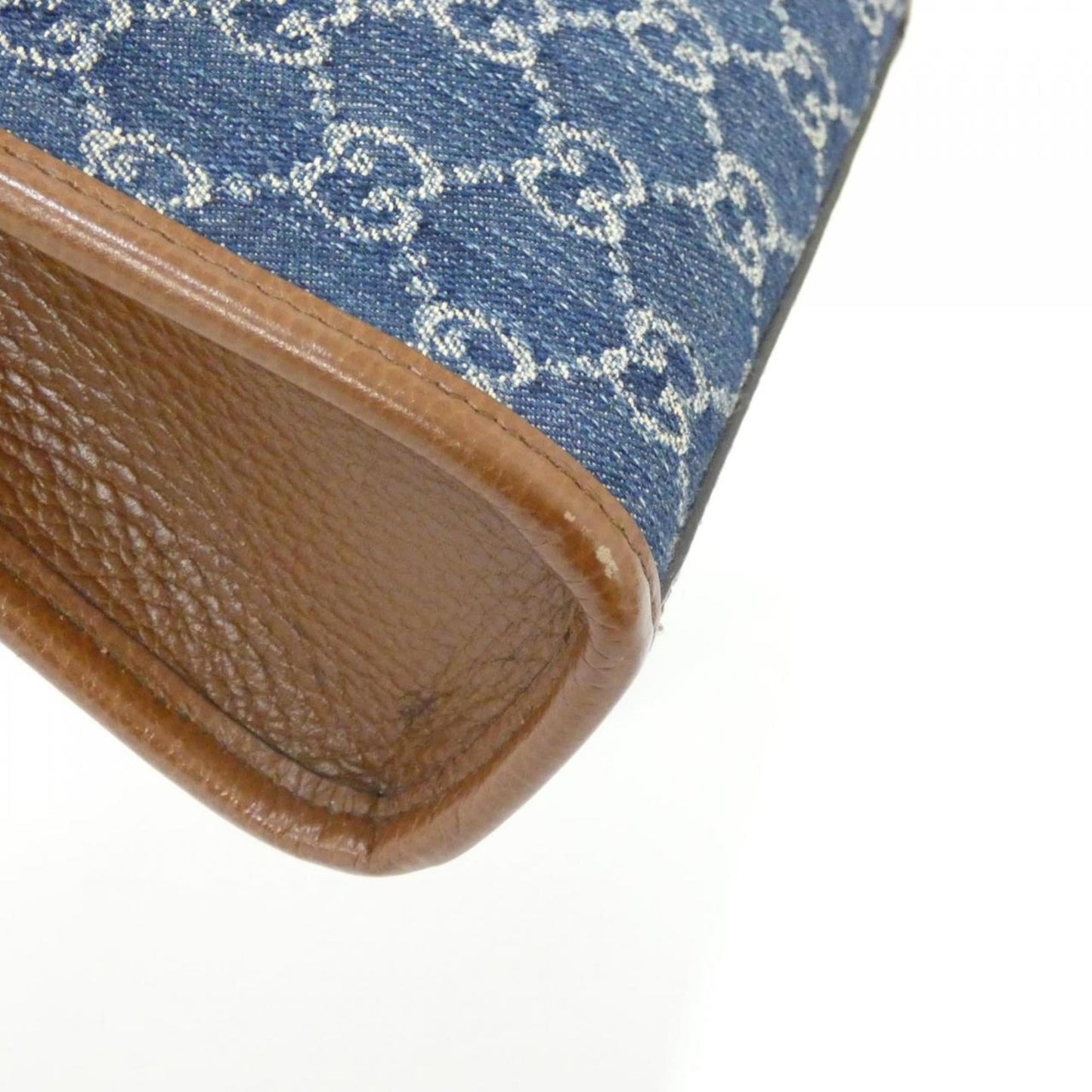 Gucci Brown Dark Blue Jacquard Leather Handbag ( )