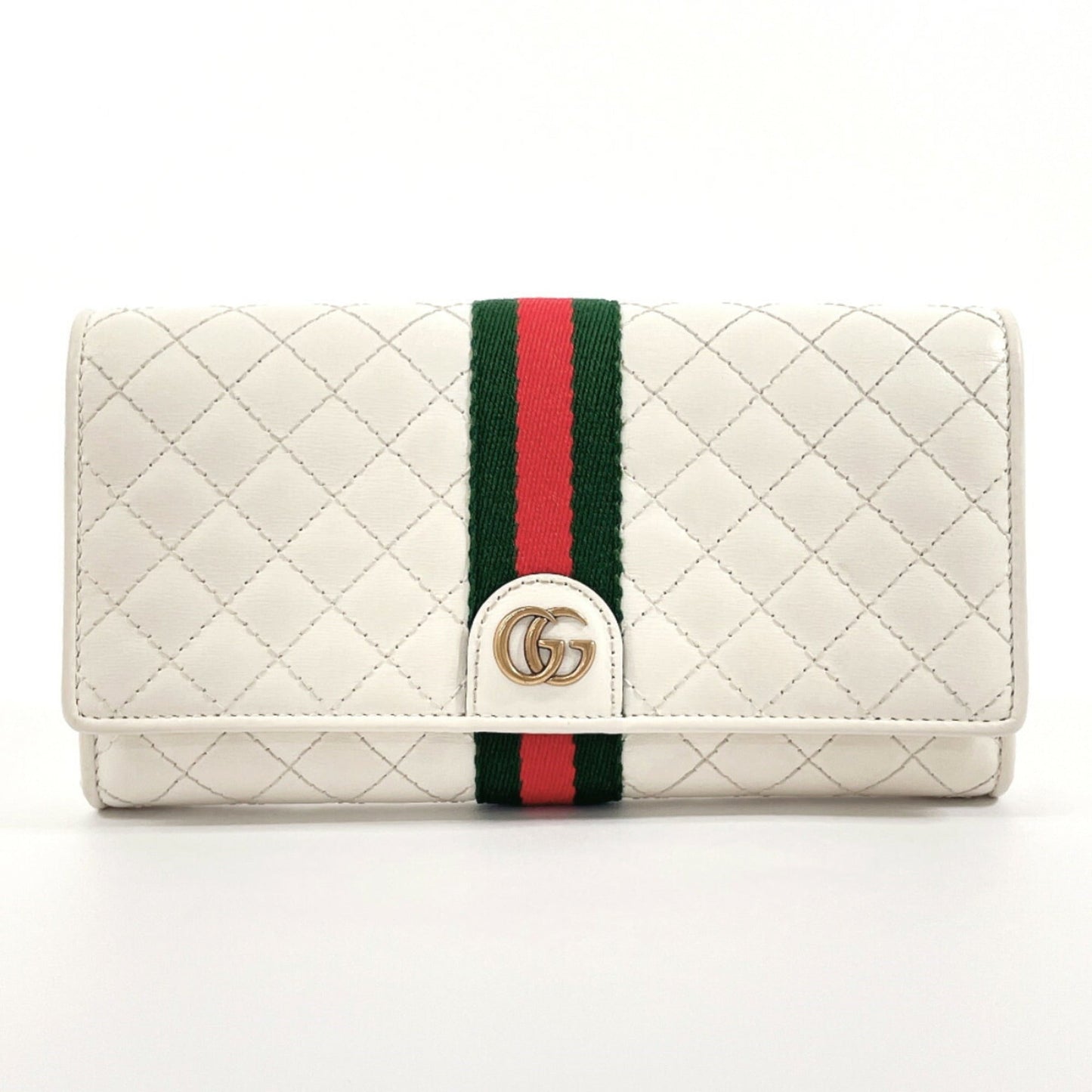 Gucci White Leather Long Wallet (Bi-Fold)