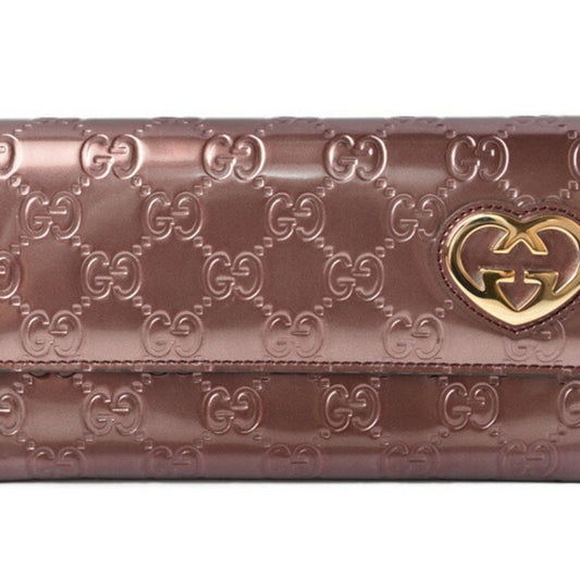 Gucci Burgundy Patent Leather Long Wallet (Bi-Fold)