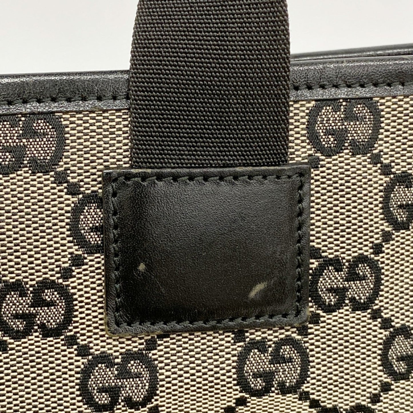 Gucci Beige Black Canvas Tote Bag ( )